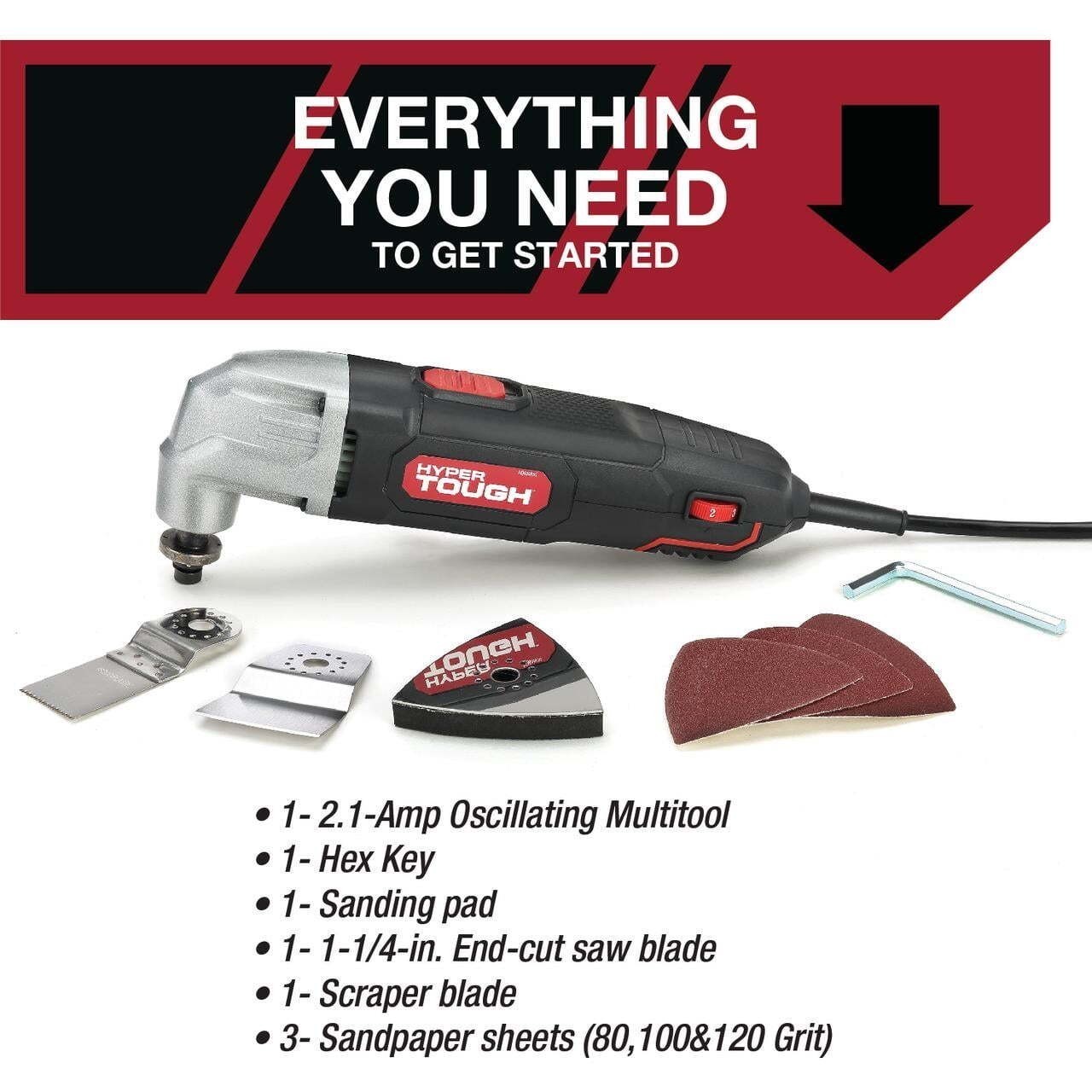 2.1 Amp Corded Oscillating Multi-function Tool Variable Speed with Hex Key 2024