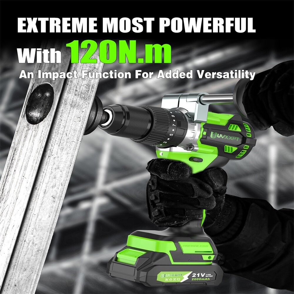 21V Compact Drill Set with 1056 In-Lb Max Torque+2 x 2.0Ah Batteries+1/2 » Chuck