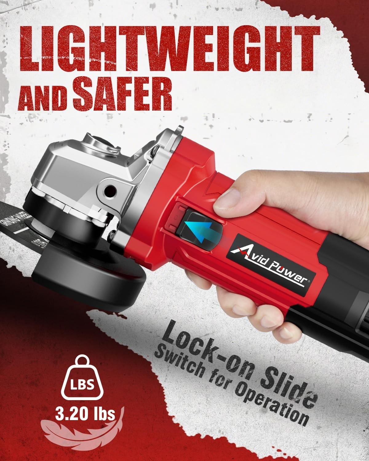 4.5&Prime; Electric Angle Grinder 750W 6.5A Metal Cutting Tool, 11500 RPM, Wheels & Ha