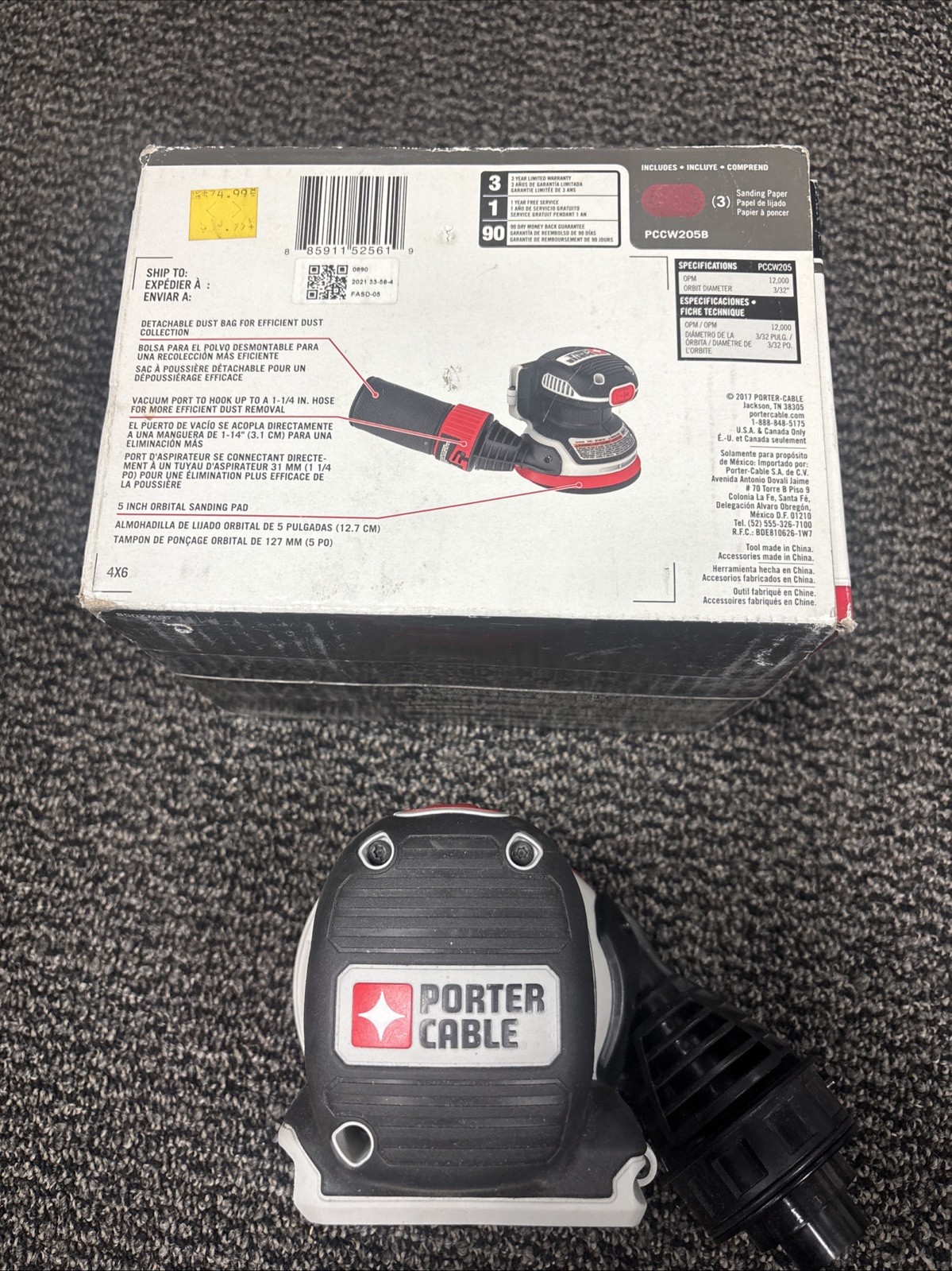 Porter-Cable PCCW205B 20V MAX 5 in. Random Orbital Sander (Tool Only) New