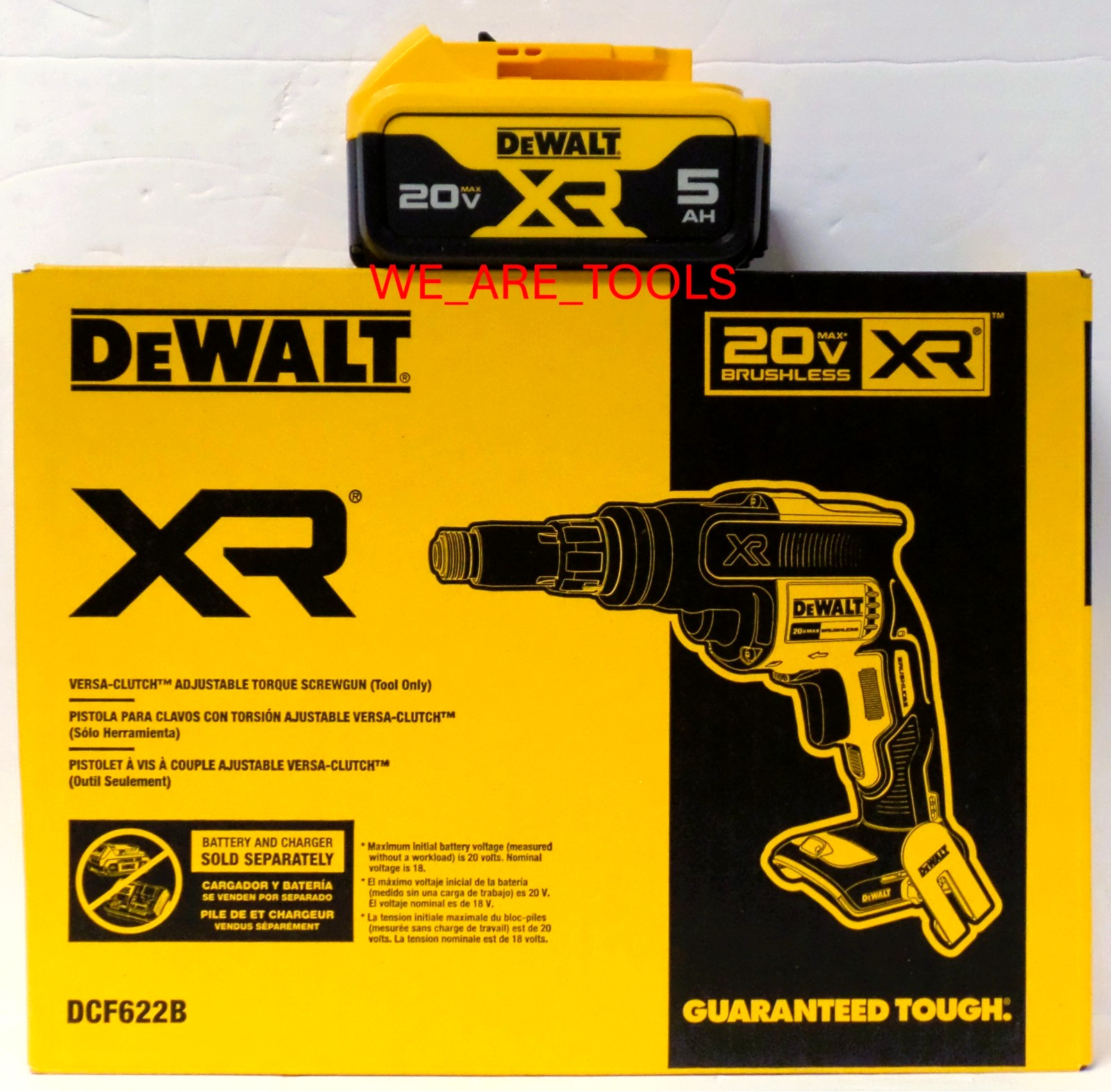 Dewalt DCF622B 20V Max Versa-Clutch Adjustable Torque Screwgun, 1) 5.0 Battery