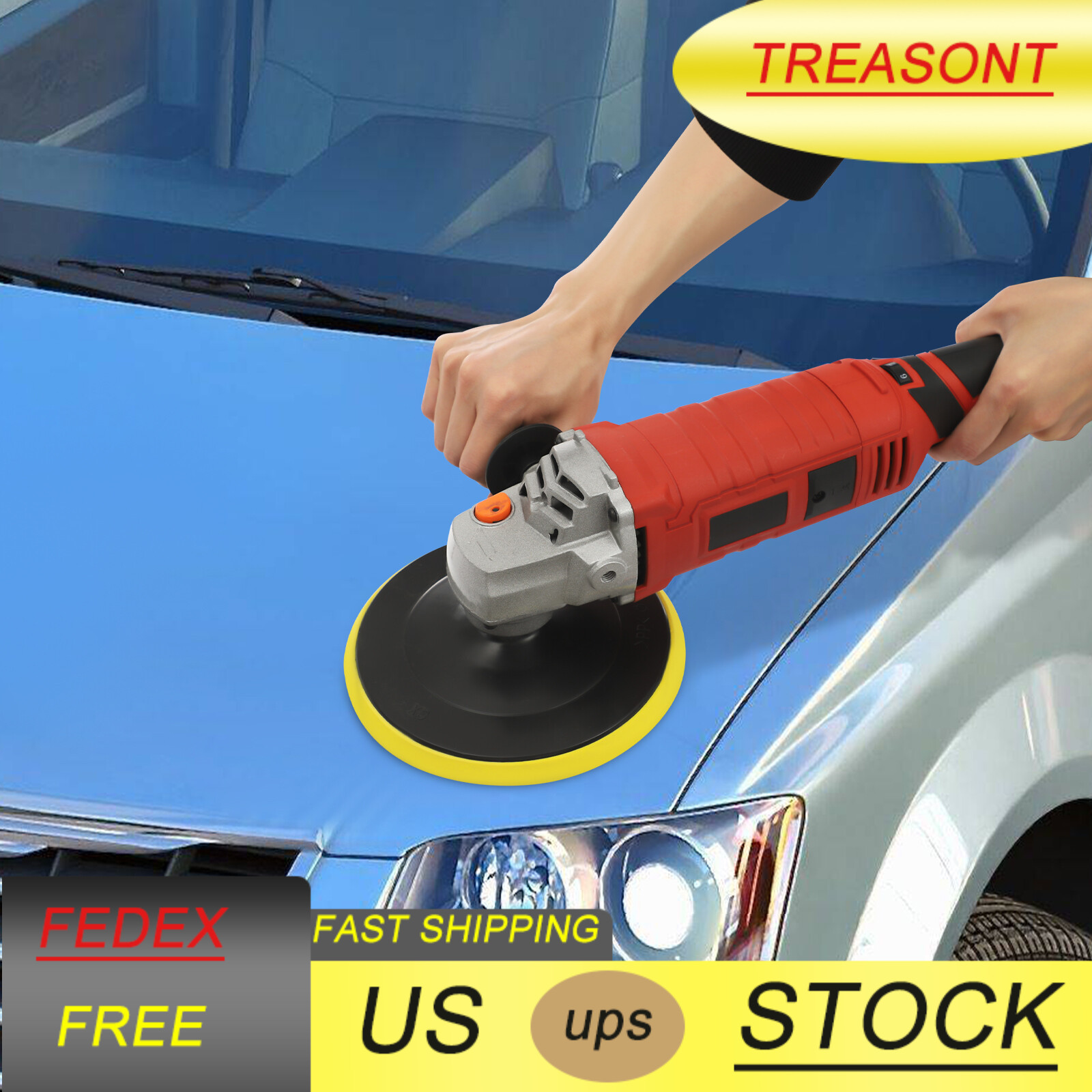 65dB 110V 50/60Hz Modern Car Polishing Machine Set With 7 Variable Speeds Red US