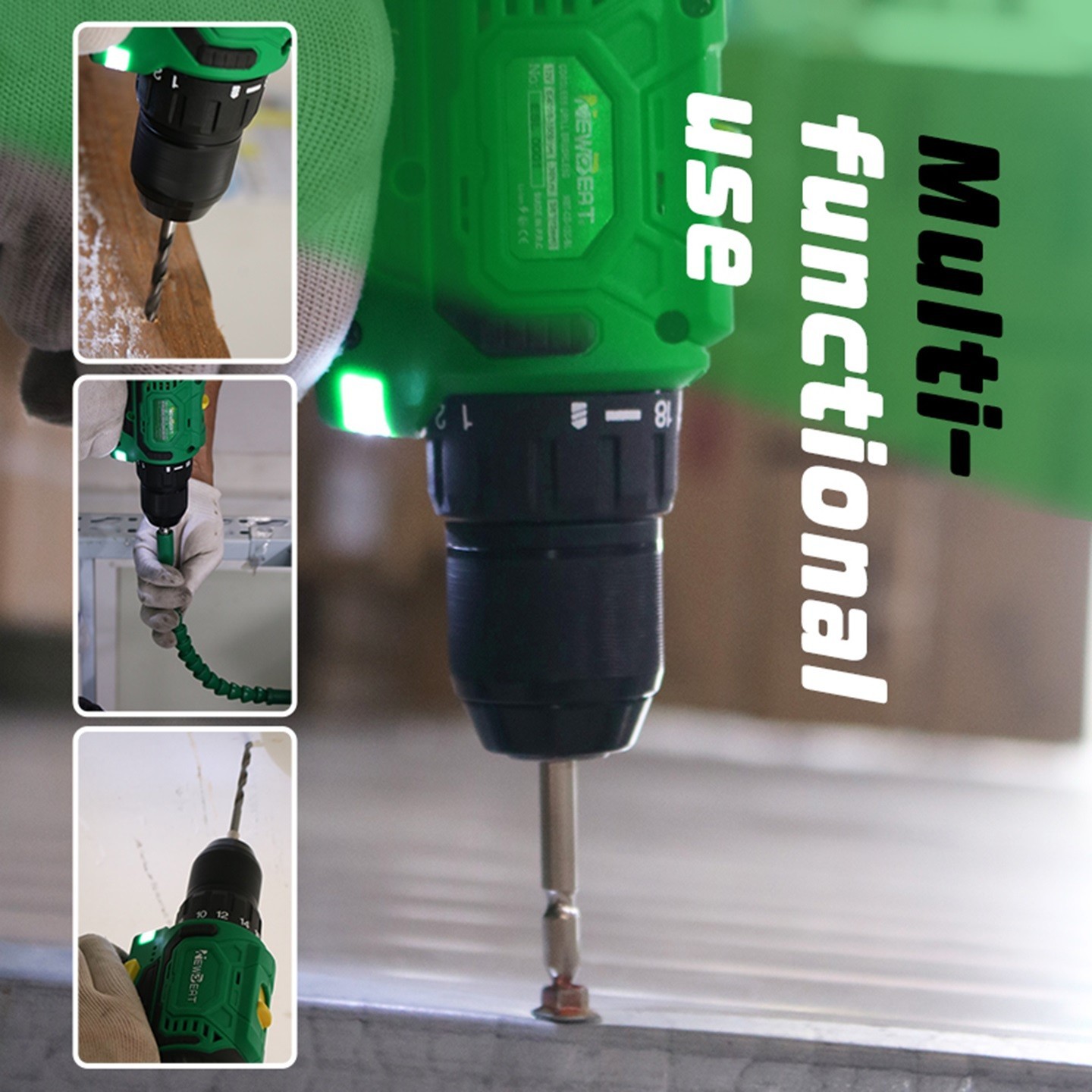 Heavy Duty Brushless Drill 12V 2 Batteries 35N.m Torque 2-Speed Workshop