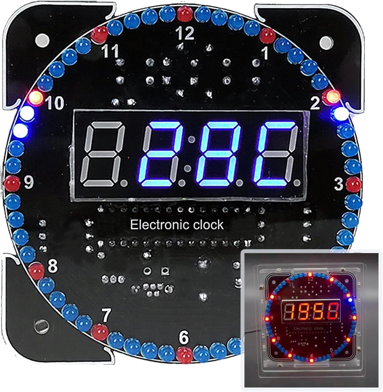 60s Transparent Electronics Clock Kit: DIY Soldering for Aspiring Engineers