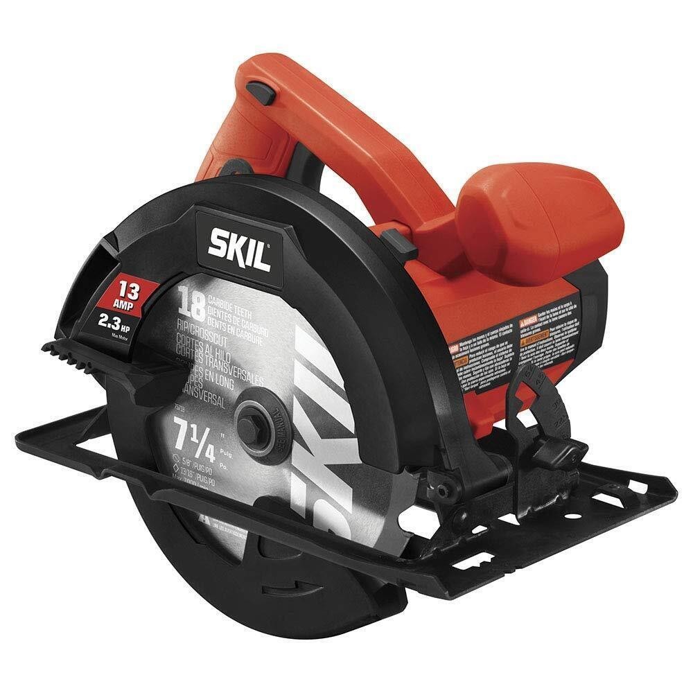 13-Amp 7-1/4&Prime; Corded Electric Circular Saw 51-Degree bevel w/positive stops Red