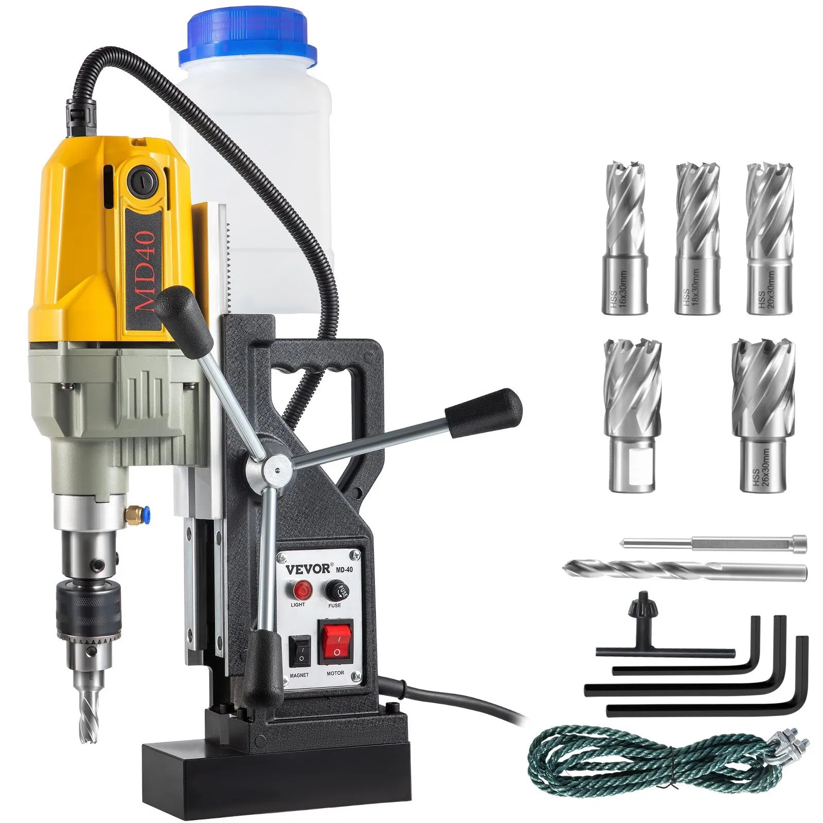 Magnetic Drill, 1100W 1.57&Prime; Boring Diameter, 2697lbf/12000N Portable Electric M