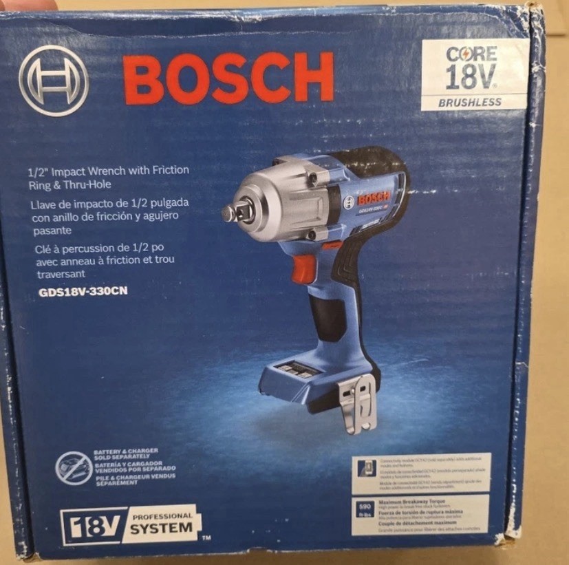Bosch 18V Brushless Impact Wrench 1/2&Prime; Square Drive – GDS18V-330CN – TOOL ONLY
