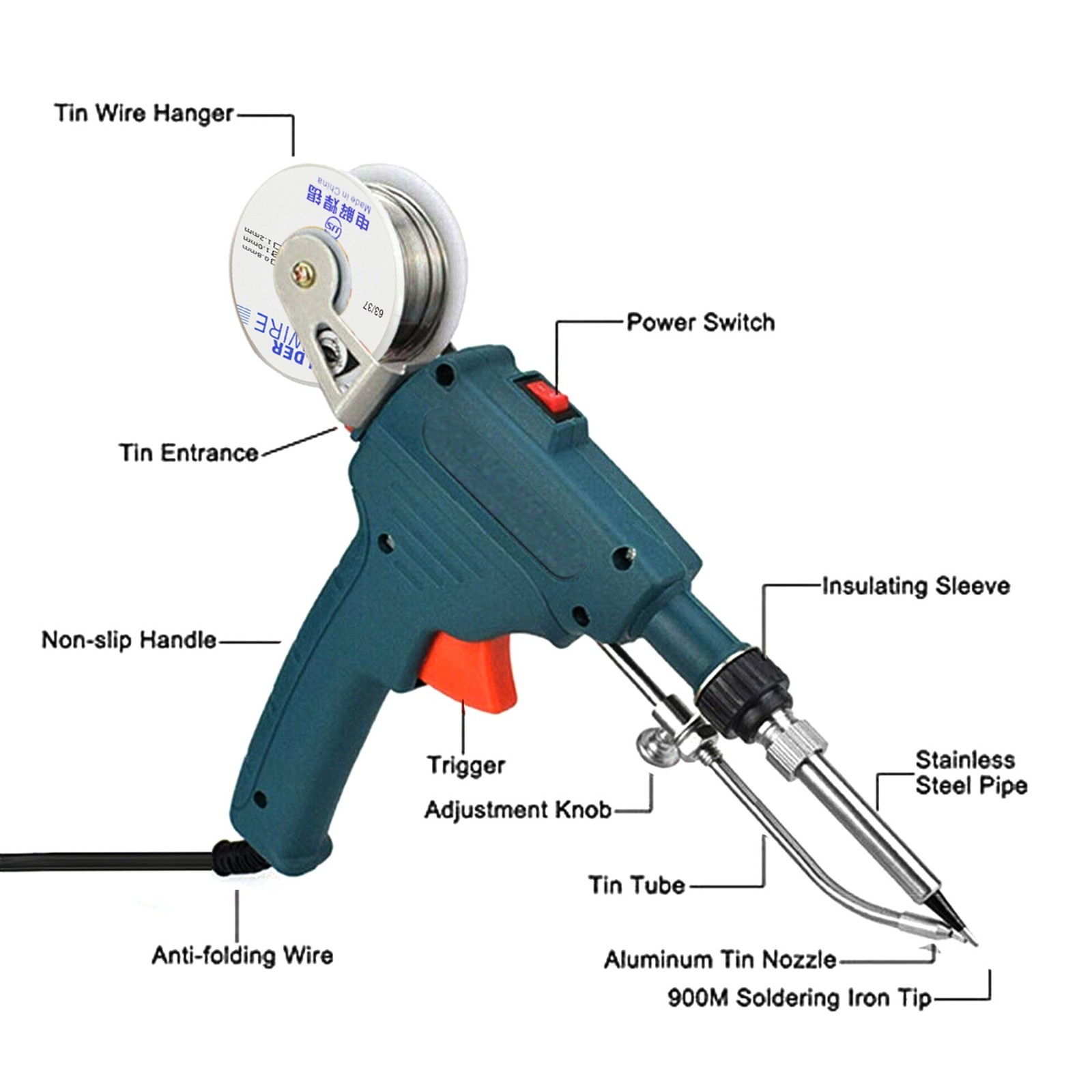 Soldering Iron Electric Gun Adjustable Temperature 80W Welding Solder Wires Kit