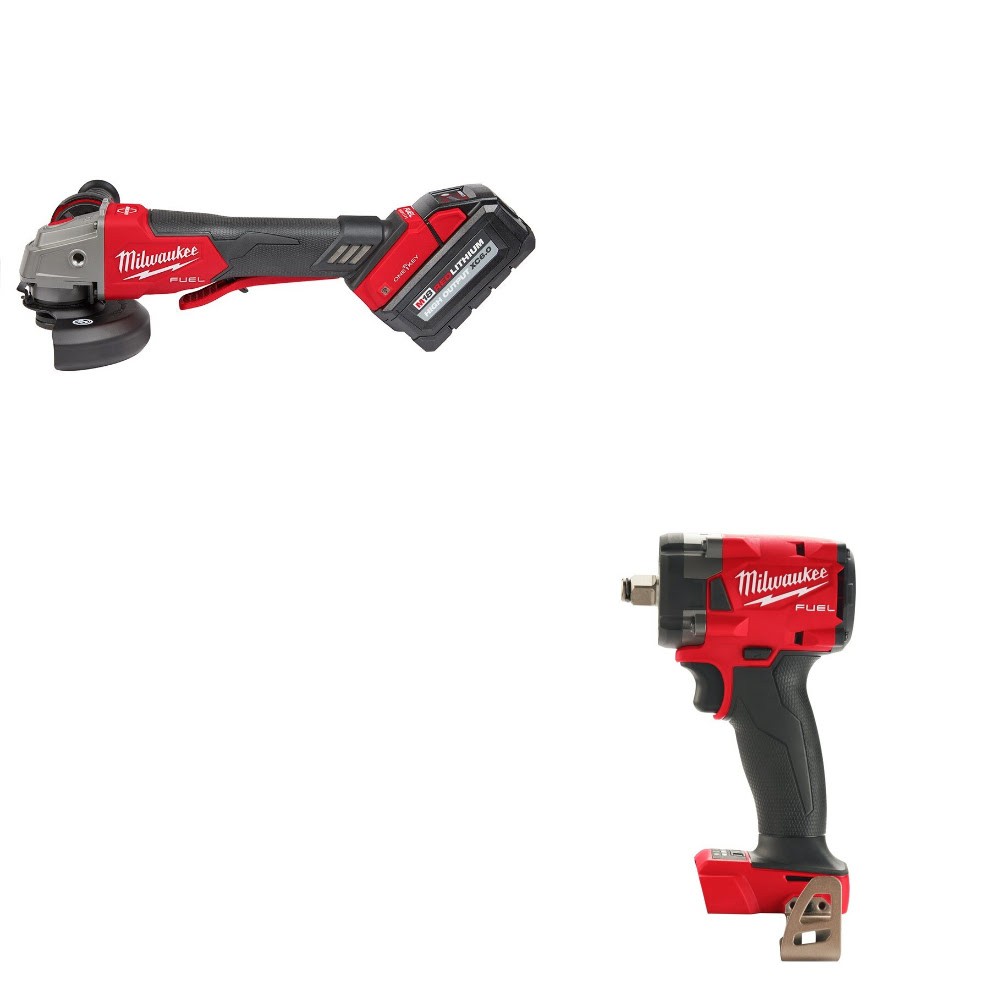 Milwaukee 2882-22 + 2855-20 M18 FUEL Grinder Kit & 1/2&Prime; Impact Wrench