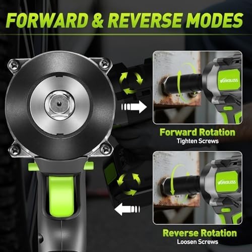 Cordless Impact Wrench 1/2 inch for Lug Nuts, 18V Brushless Power Impact Gun