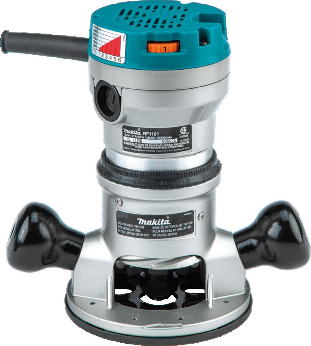 Makita Router 11-Amp 2-1/4 Hp Motor With 1/2In And 1/4In Collets