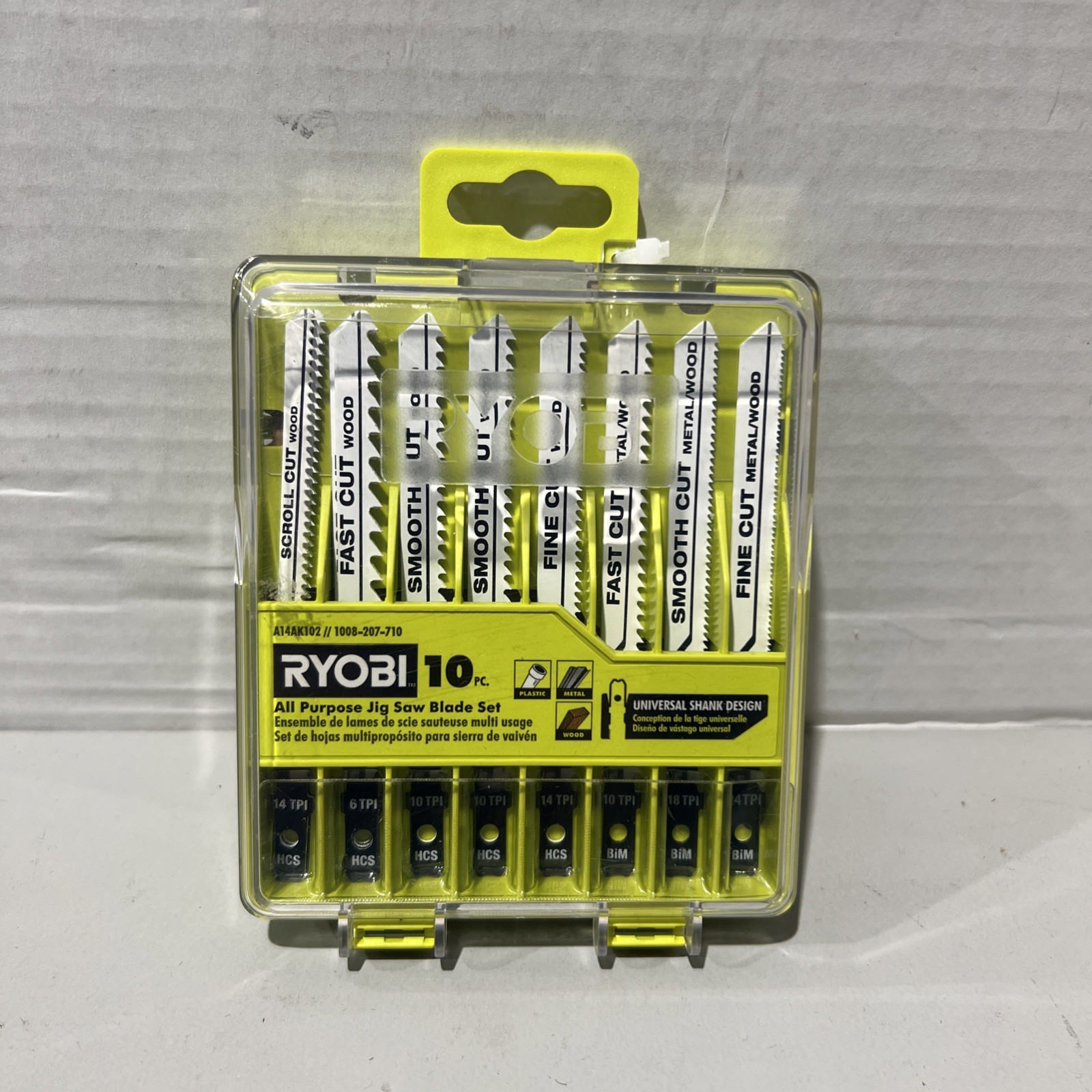 (10-Piece) Ryobi Jig Saw Blade Set, All Purpose, Universal, Wood Plastic Metal