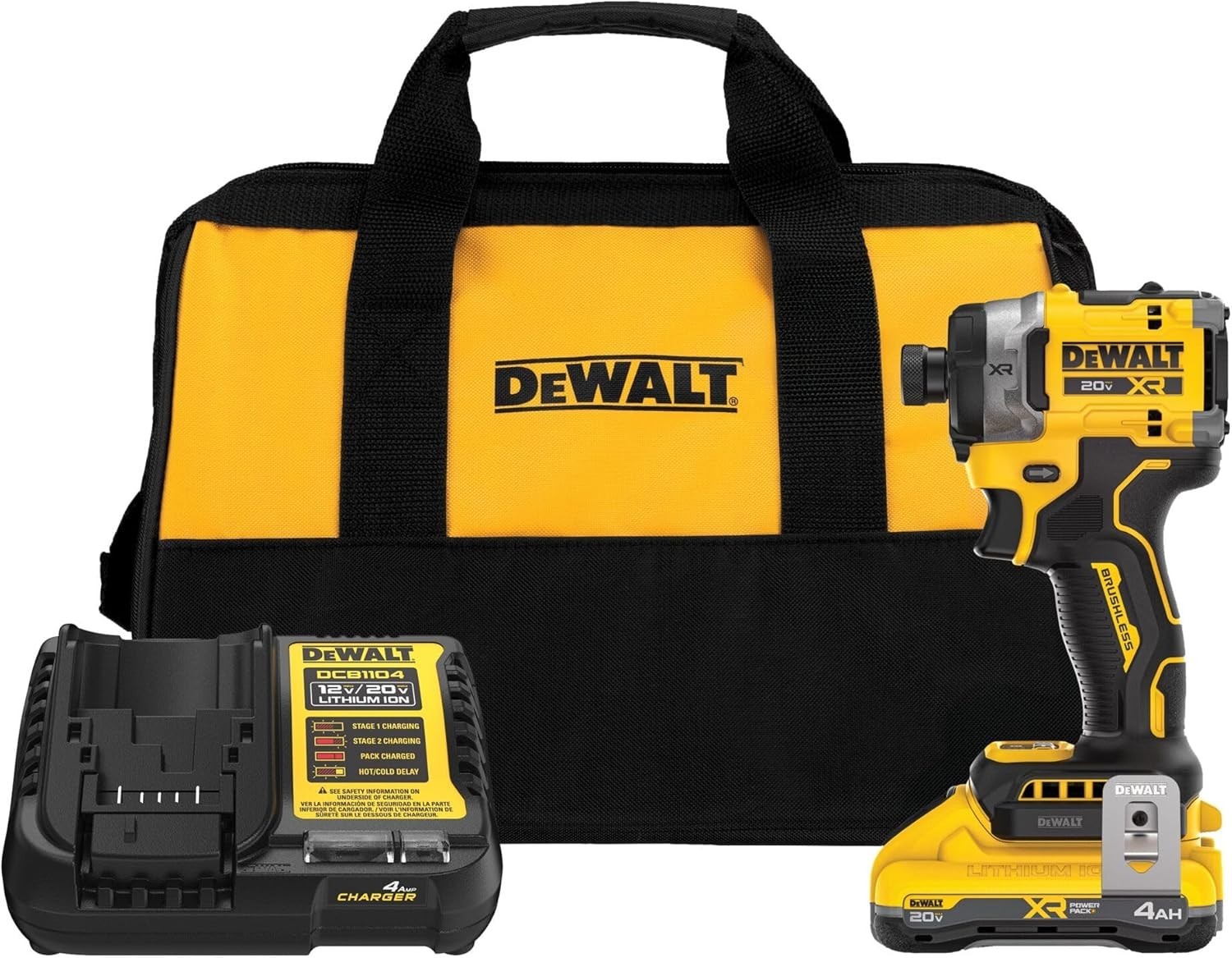 DEWALT DCF860QQ1 20V MAX XR Brushless 1/4in Impact Driver Kit 2500in-lb 3800RPM