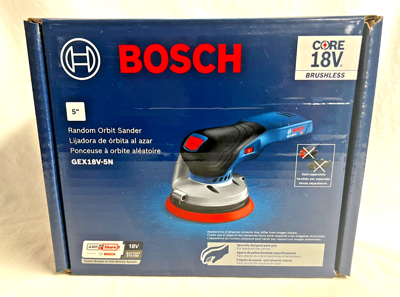 BOSCH 18V GEX18V-5N 5&Prime; Orbital Sander Variable Speed BL (Tool Only) New In Box