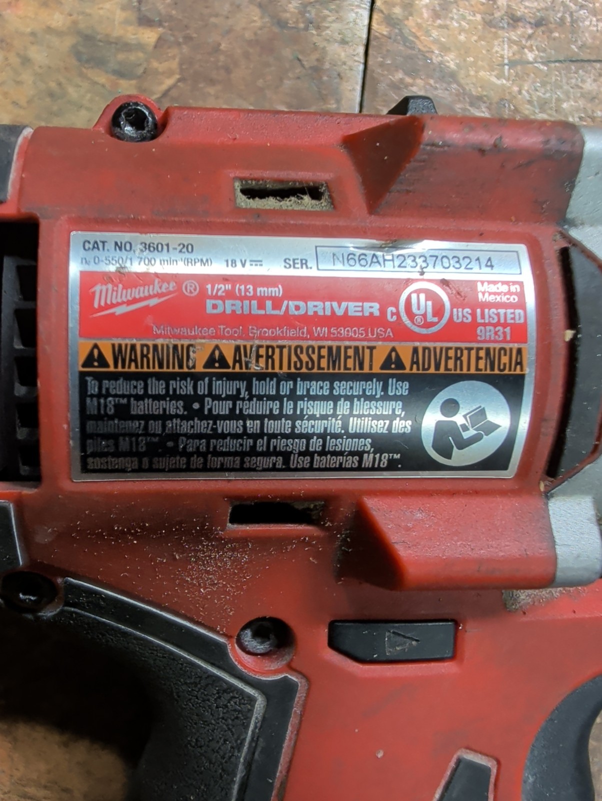 Milwaukee M18 3601-20 1/2 inch Compact Drill/Driver (Tool Only)