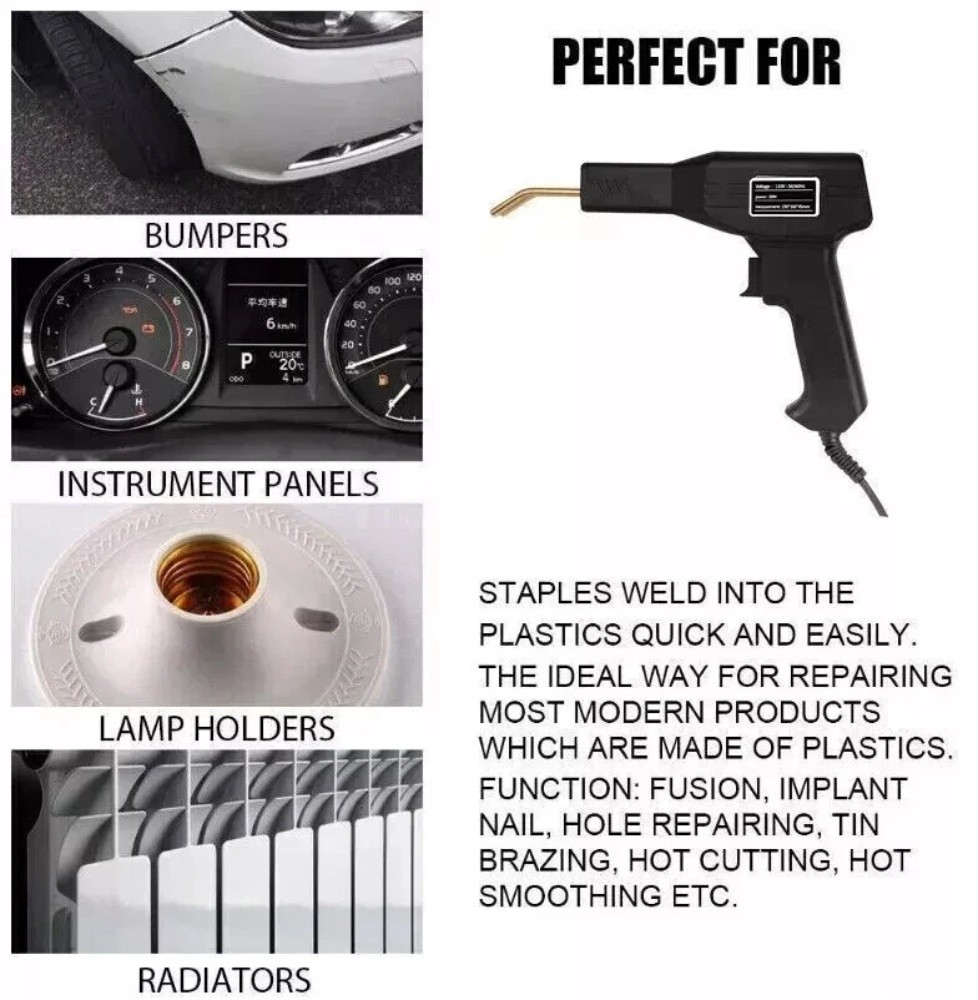 Plastic Welder Kit Soldering Hot Stapler Bumper Repair Welding Gun 1000 Staples