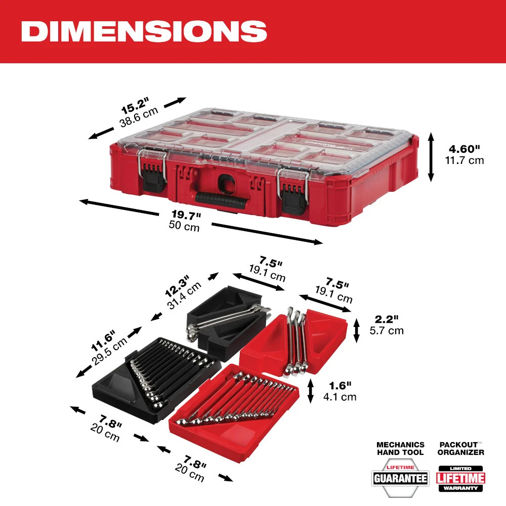 Milwaukee 48-22-9485 Metric/SAE Combination Wrench Set w/ PACKOUT – 30 PC
