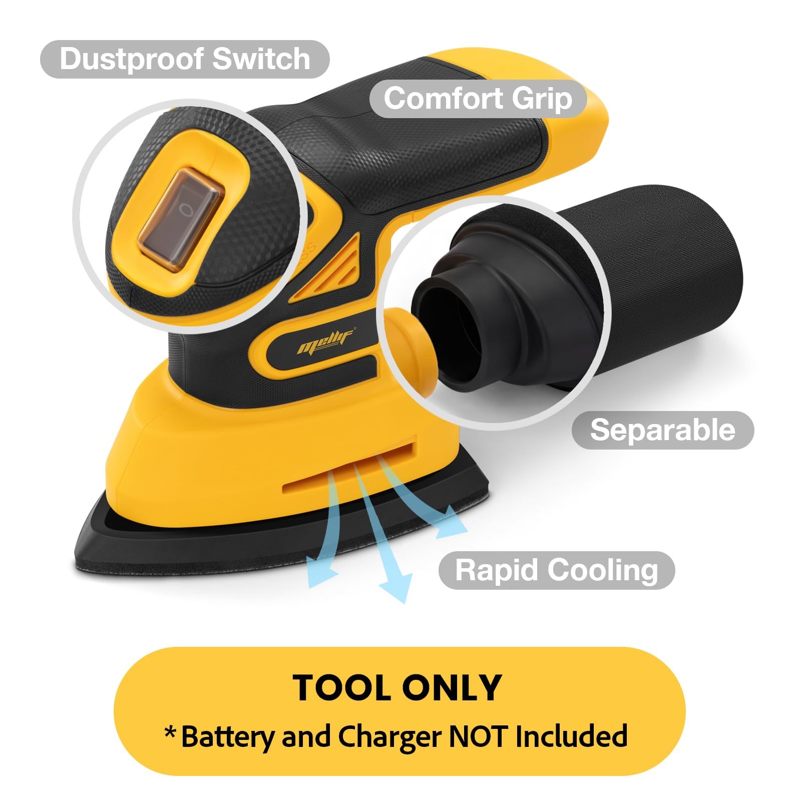 Detail Sander Brushless Cordless 12,000 OPM Compatible with Dewalt 20V MAX