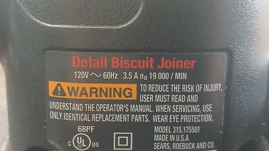 Craftsman Detail Biscuit Joiner 3.5A 120V 19,000 RPM Model #17550 (TDY027381)