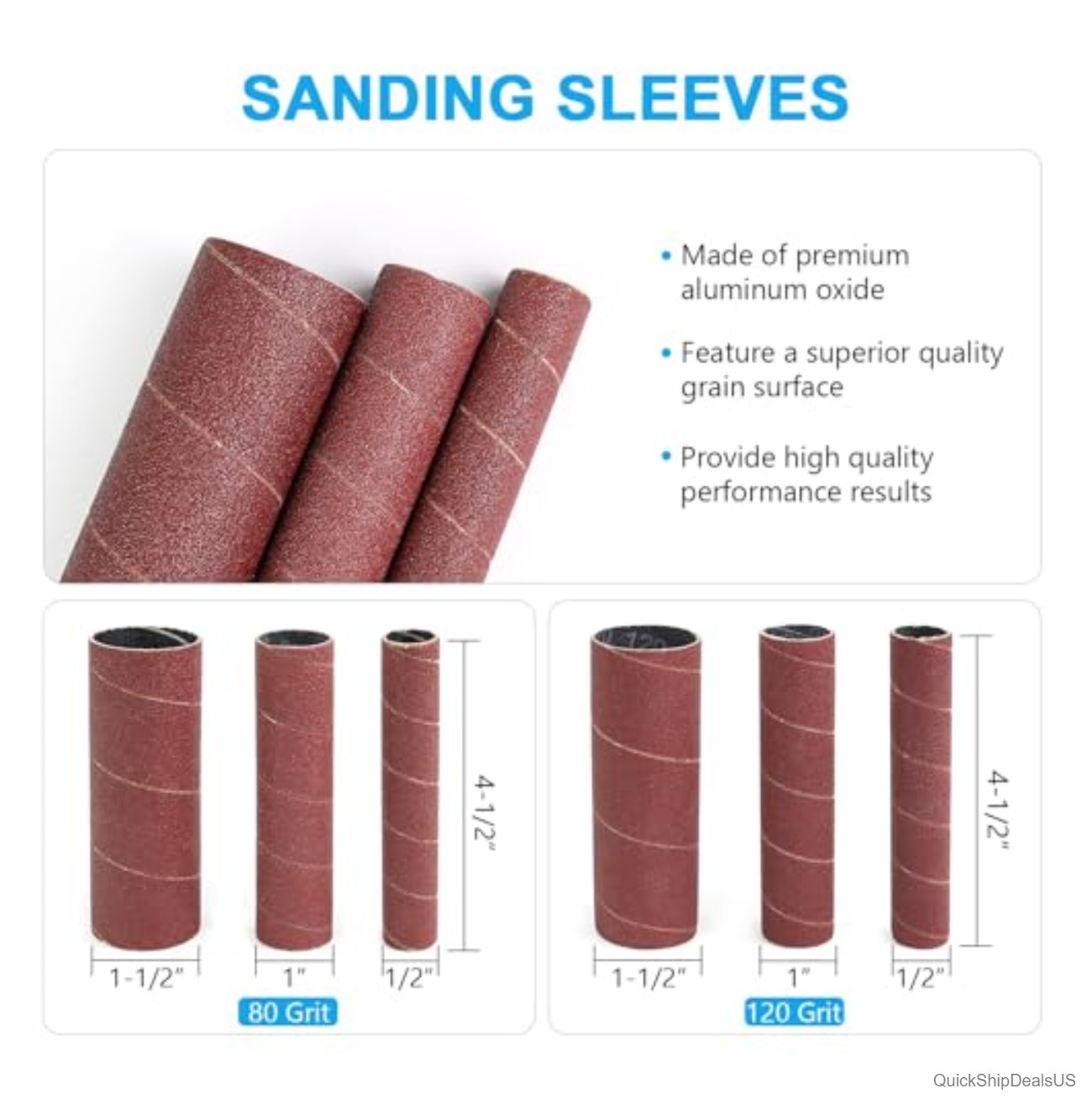 Spindle Sander Adaptor Kit 4-1/2 Inch Rubber Sanding Drums 3 Piece 80 120 Grit