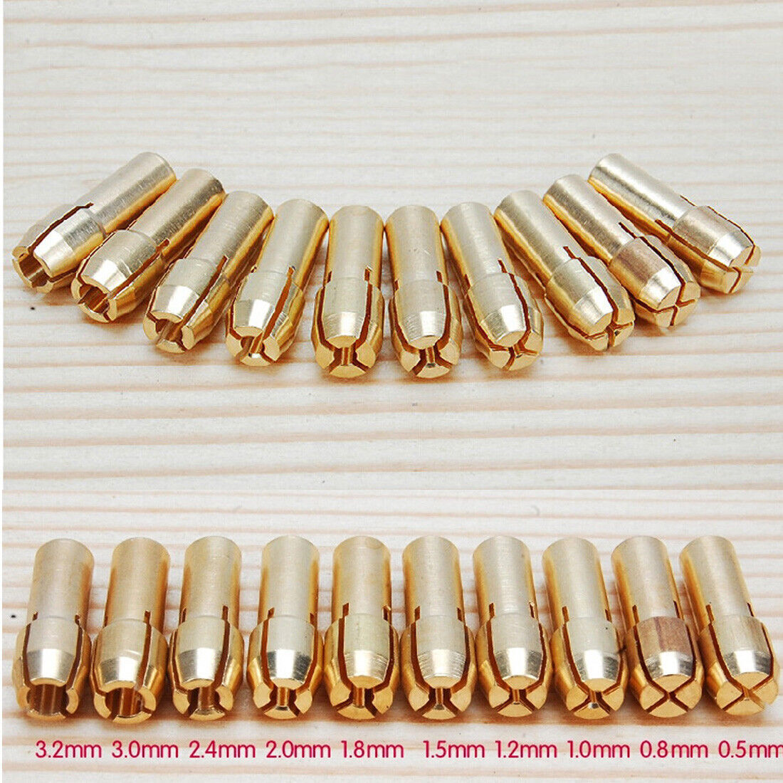 10x BRASS COLLET BIT DRILL CHUCK 0.5-3.2mm FOR DREMEL ETC ROTARY TOOLS