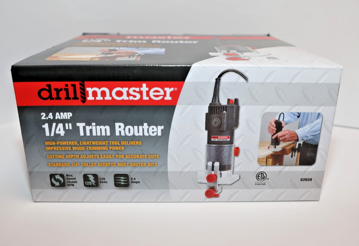 Palm Trim Router 1/4 Flange 2.4 Amp 110v 26000 RPM Corded Drill Master 62659 A12