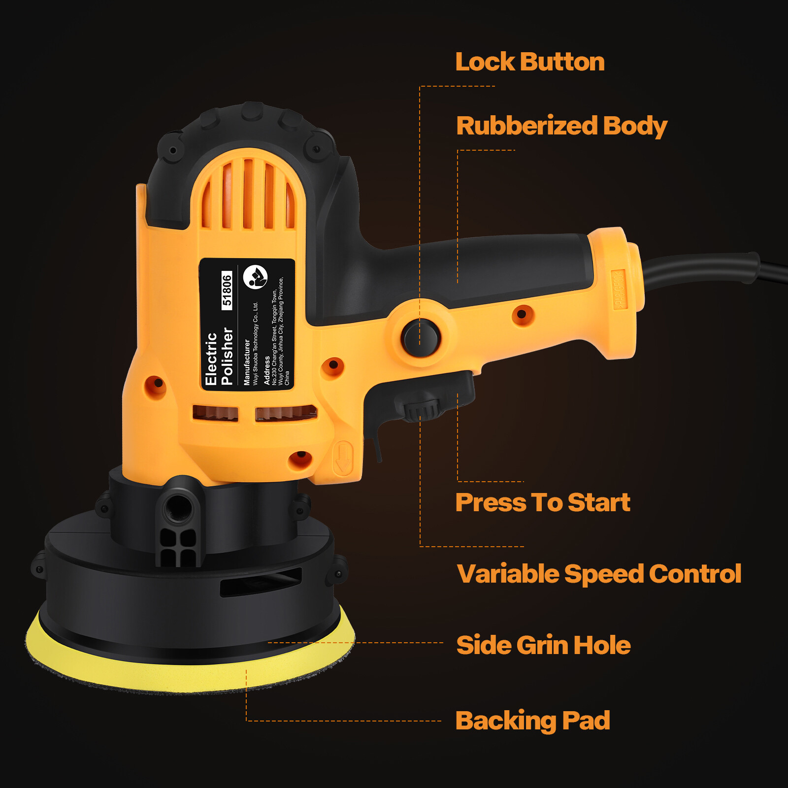 800W Car Polisher Buffer Sander Polishing Machine Kit Waxing with 5&Prime; Pad Bonnet