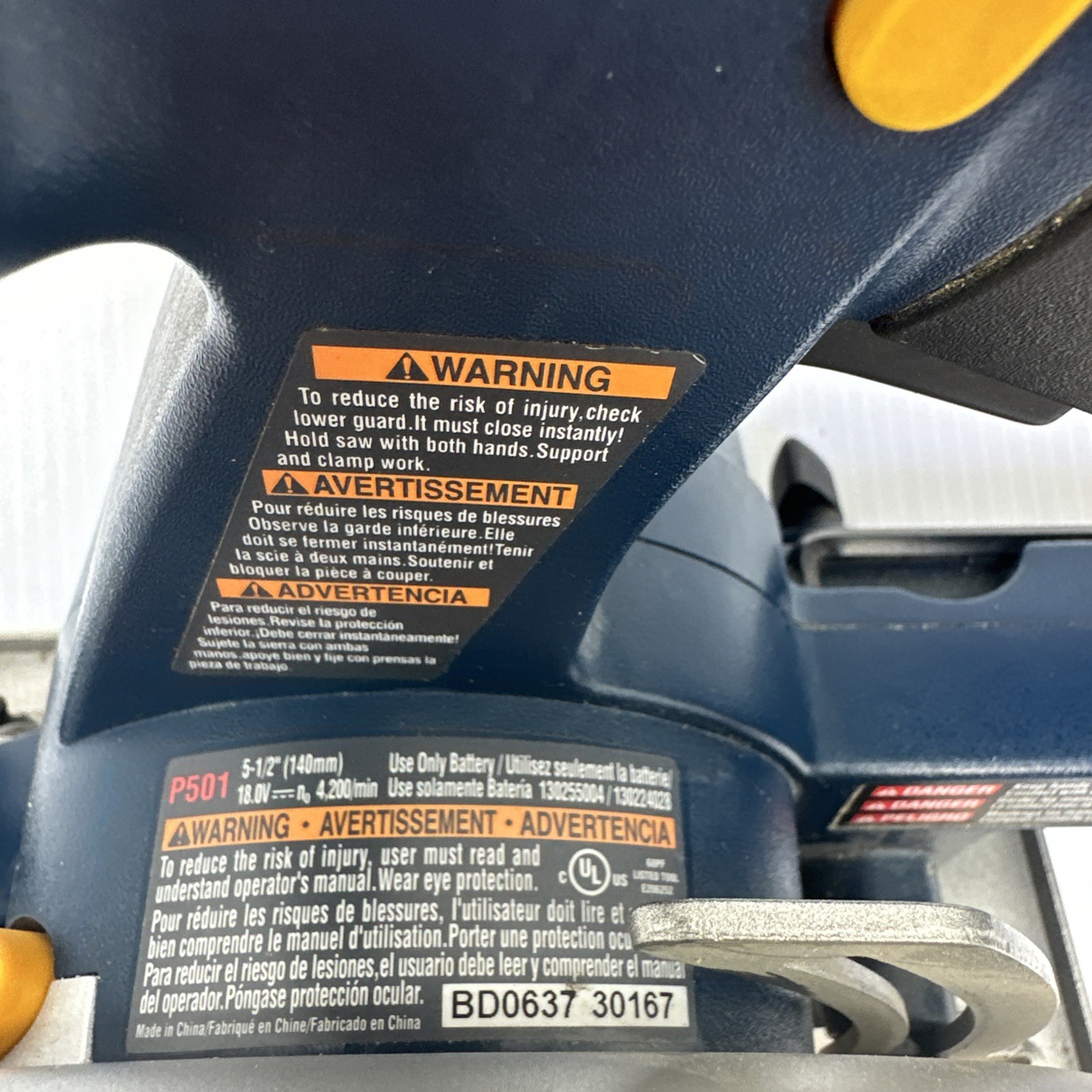 Ryobi P501 5-1/2&Prime; Inch Cordless Circular Saw 18 Volt Tool Only Runs Strong {Y}