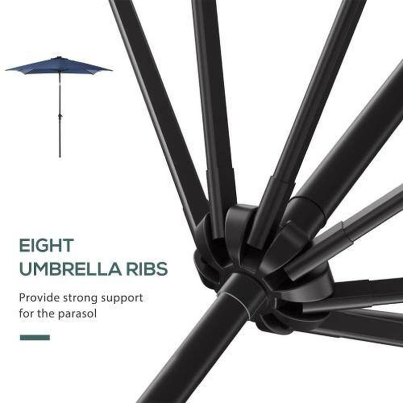 9 Ft. X 7 Ft. Patio Outdoor Steel Solar LED Lighted Umbrella with Tilt and Crank