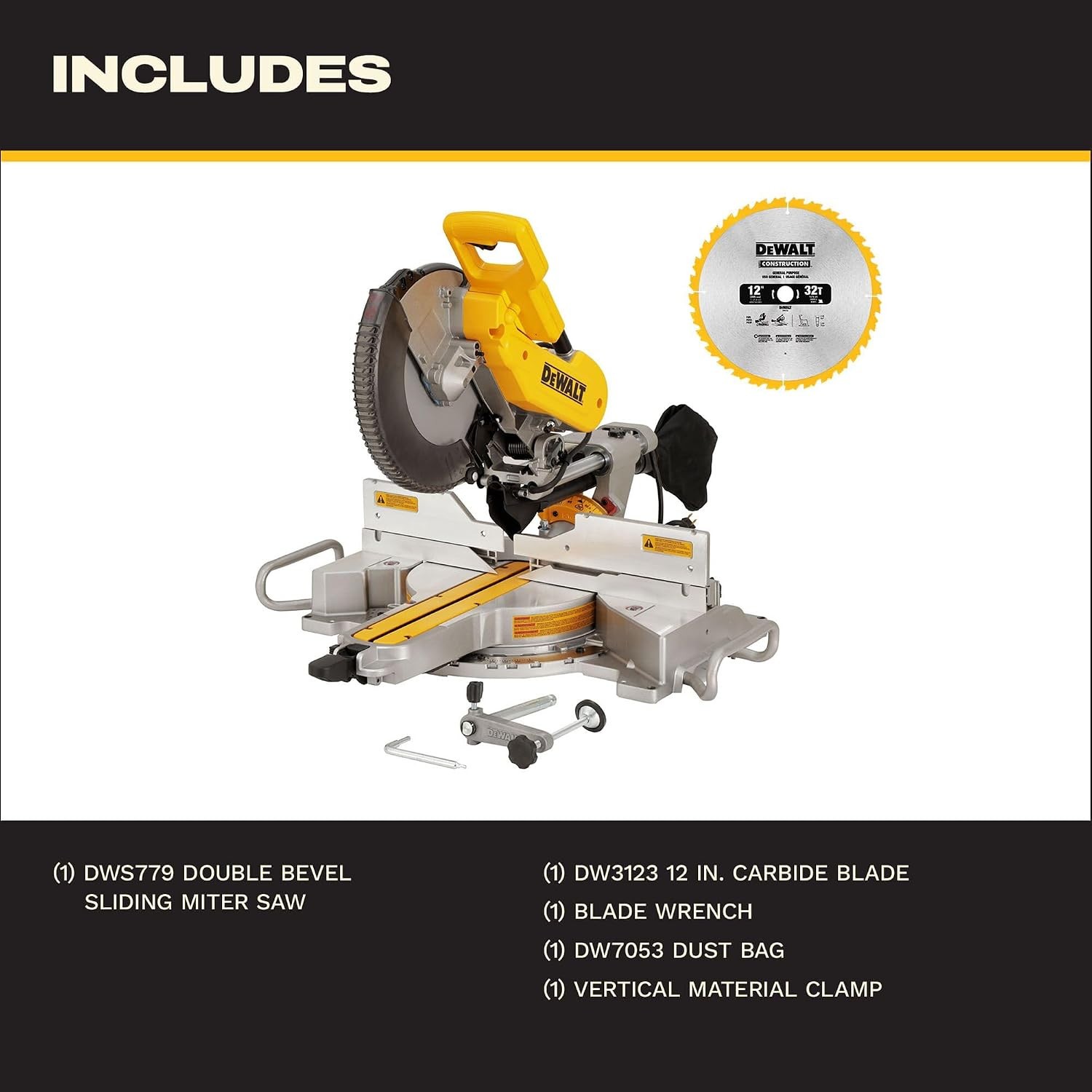 DEWALT DWS779 12&Prime; Double Bevel Sliding Miter Saw 15A