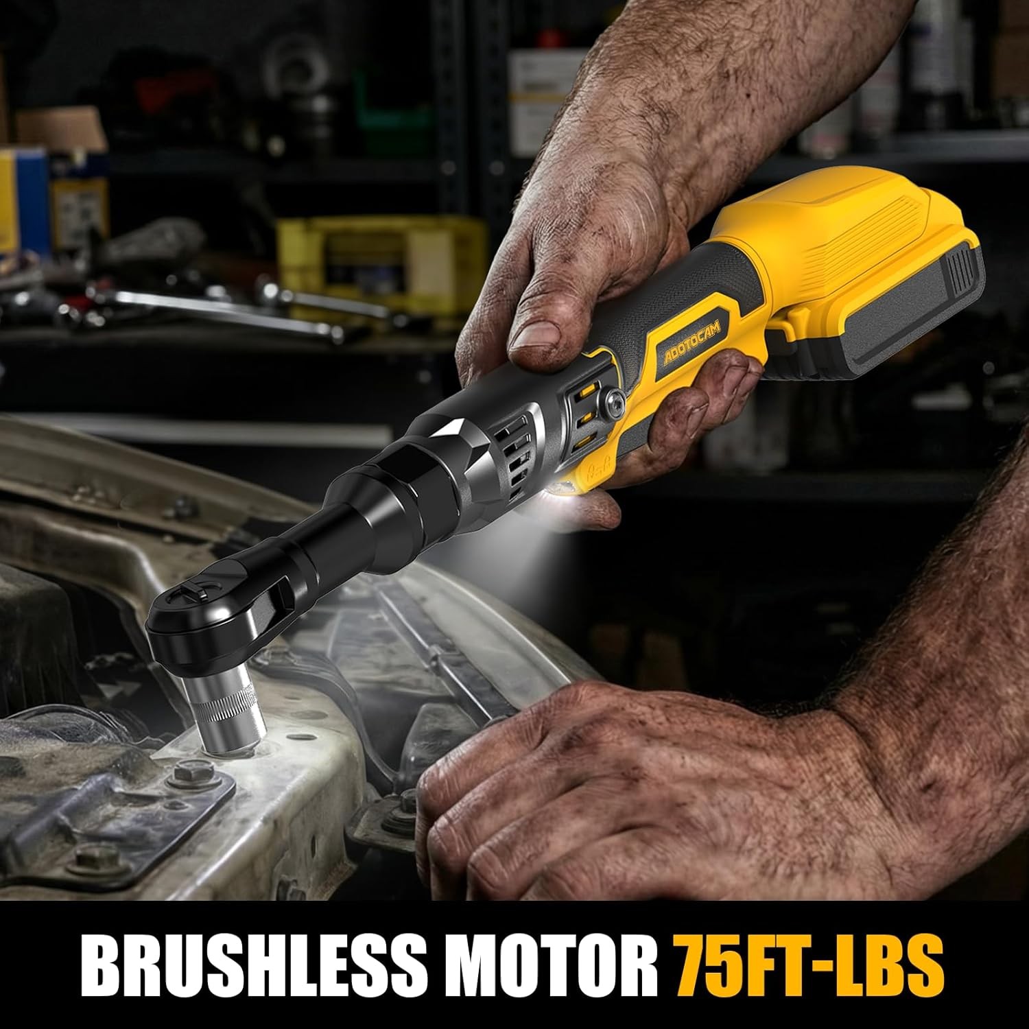 3/8&Prime; Cordless Ratchet Wrench for Dewalt 20V Battery(Tool Only),75Ft-Lbs(102N.M)