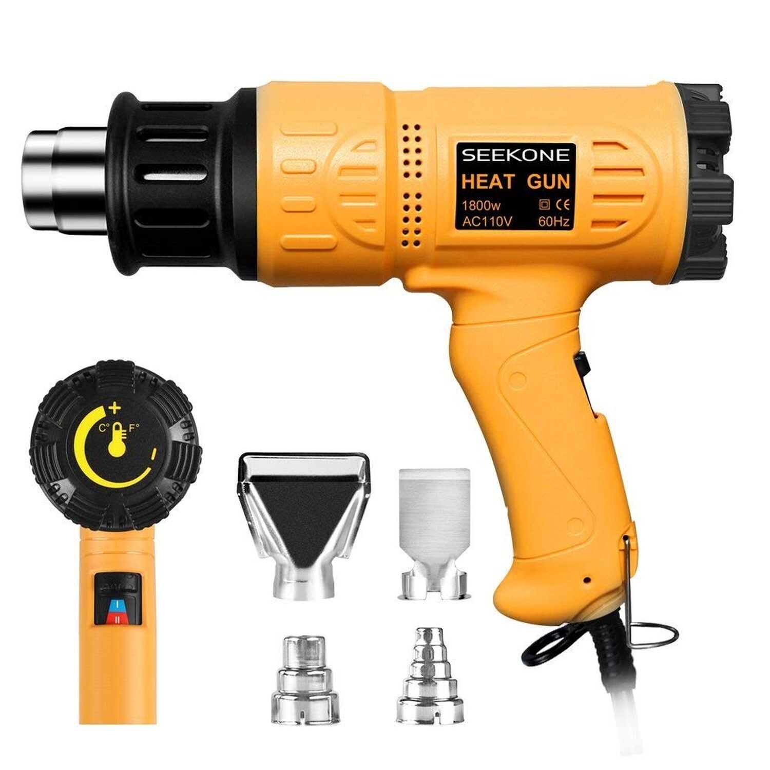 SEEKONE Heat Gun 1800W 122℉~1202℉（50℃- 650℃） Fast Heating Heavy Duty Hot Air …
