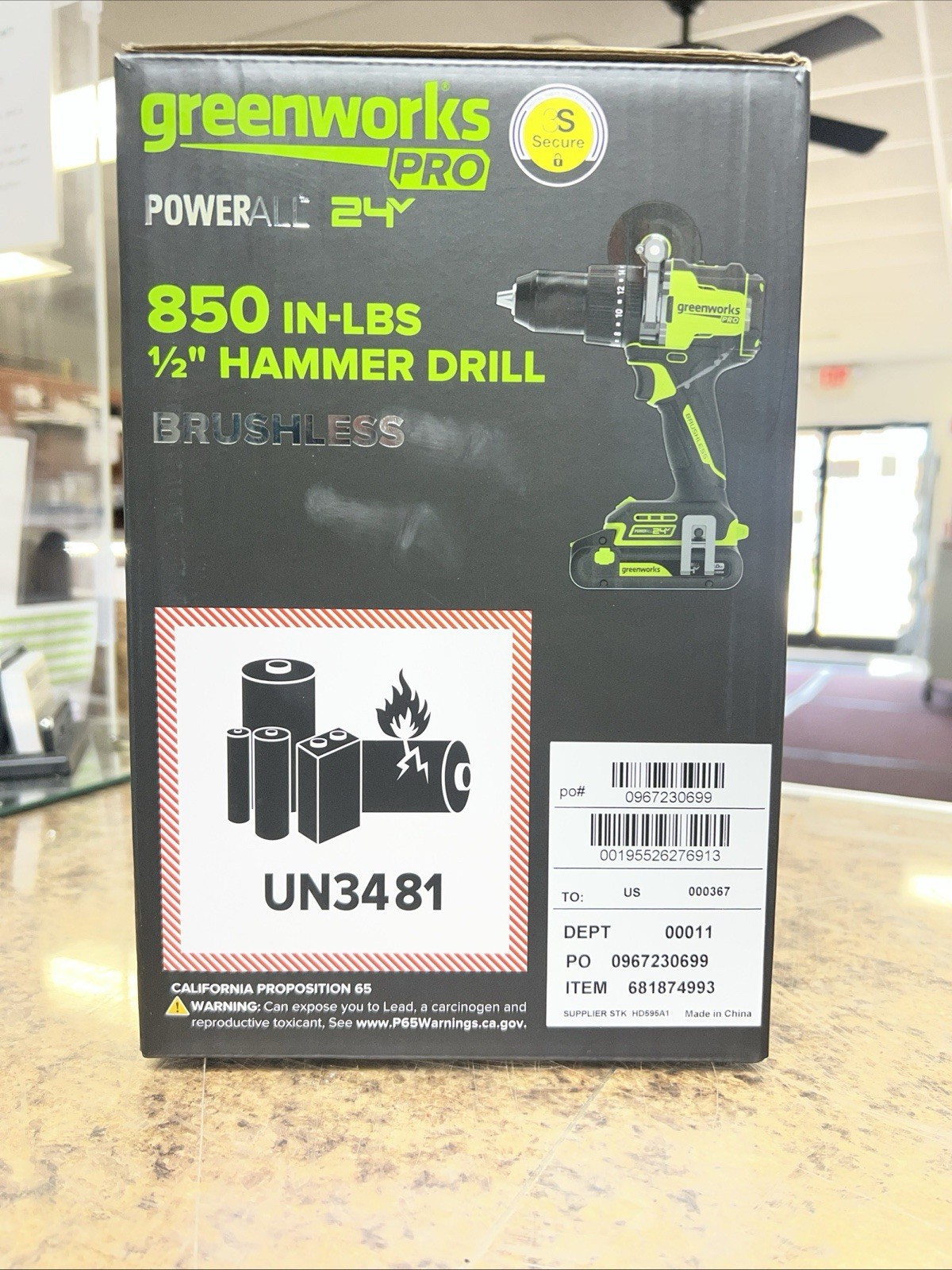 GreenWorks pro HD595 – 24V 1/2” Brushless Hammer Drill Batt + Charger ~ New!