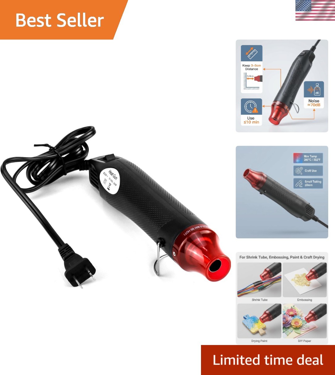 Fast Heating 300W Mini Heat Gun – Perfect for DIY, Candles, and Vinyl Wrap