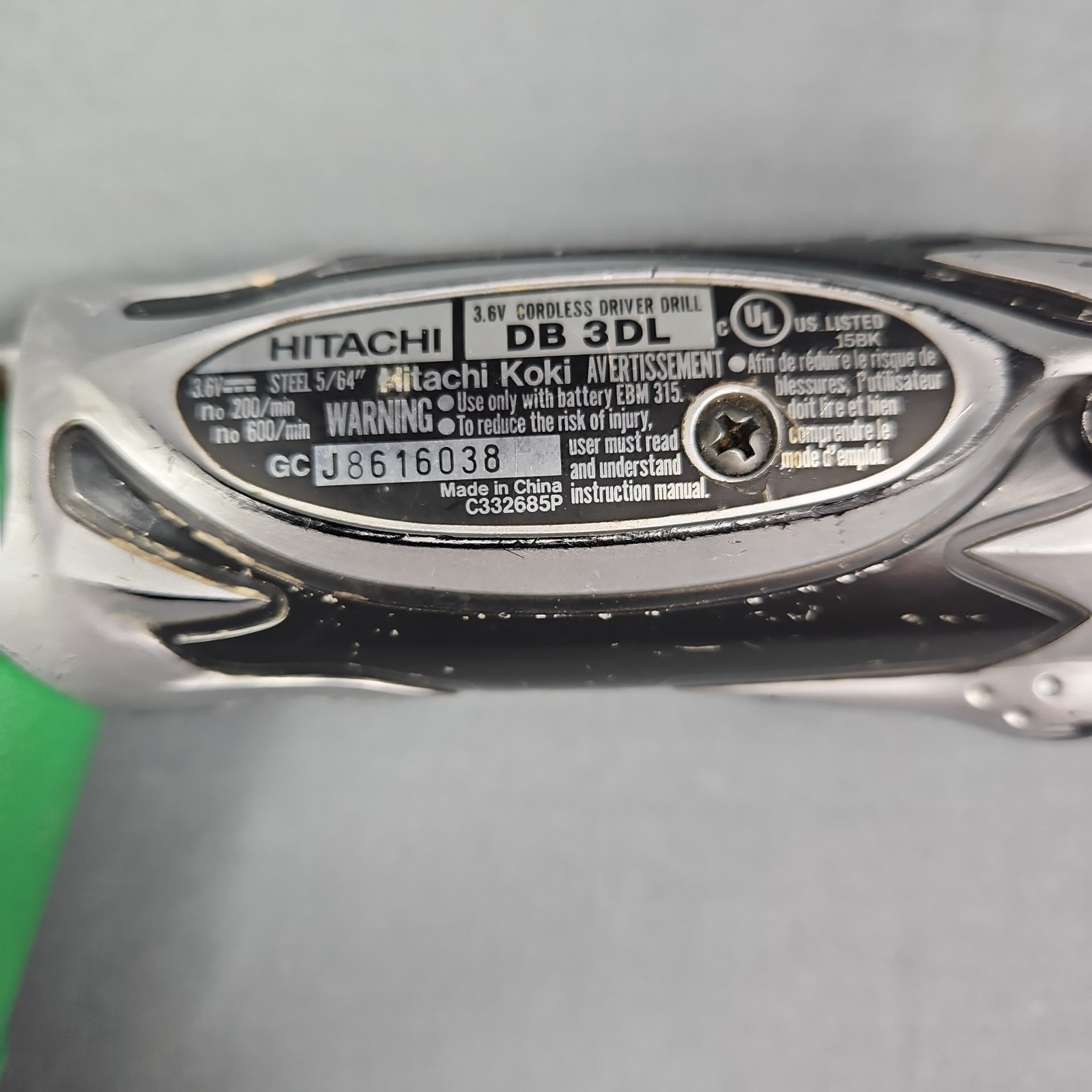 Hitachi DB 3DL2 3.6V Cordless Driver Drill & 1.5Ah Li-Ion Battery No Charger