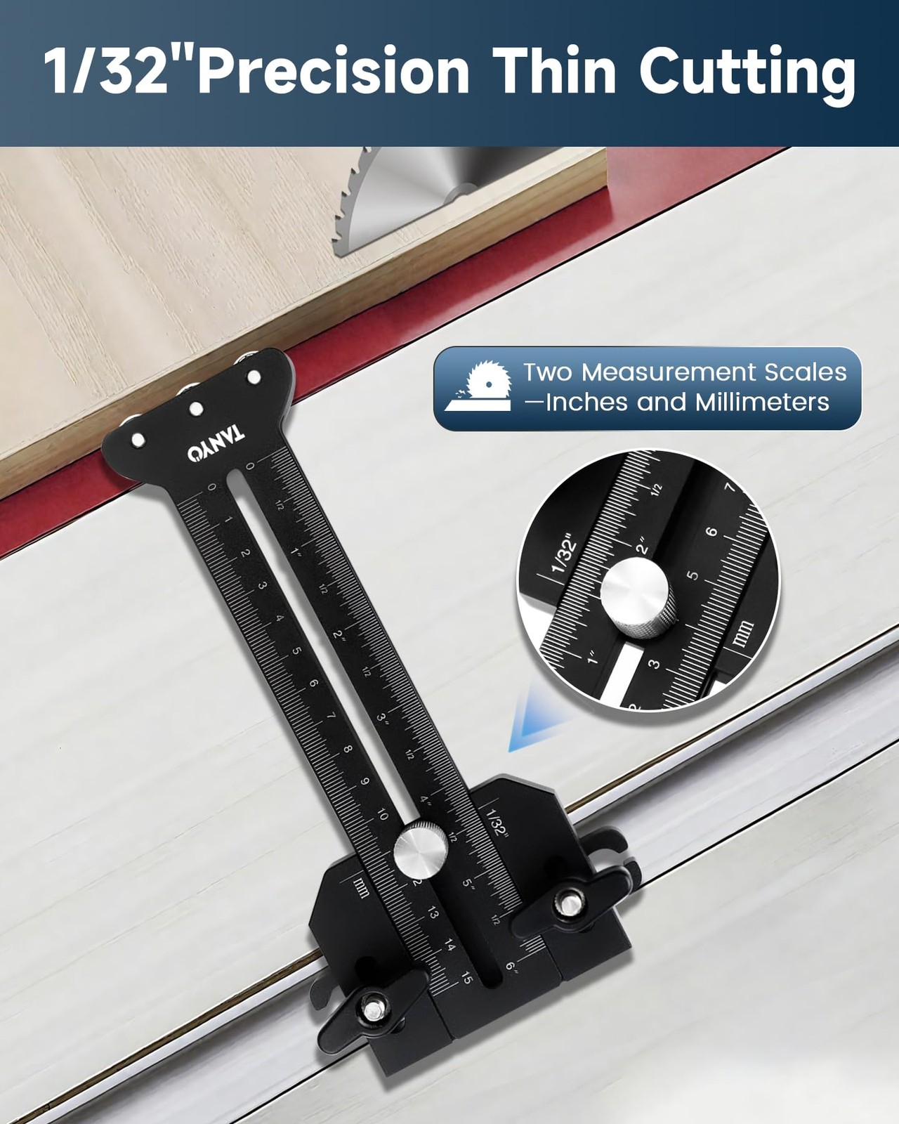 TANYO Thin Rip Jig Table Saw Guide for Making Repetitive Narrow Black