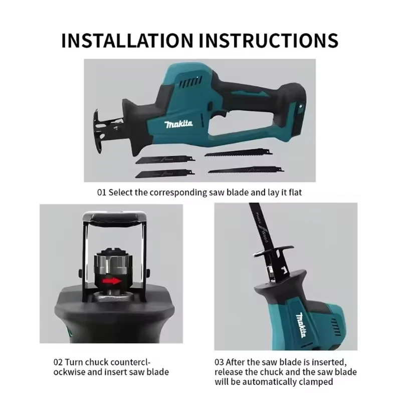 DJR189 18V Cordless Electric Reciprocating Saw Brushless Rechargeable Wood Metal