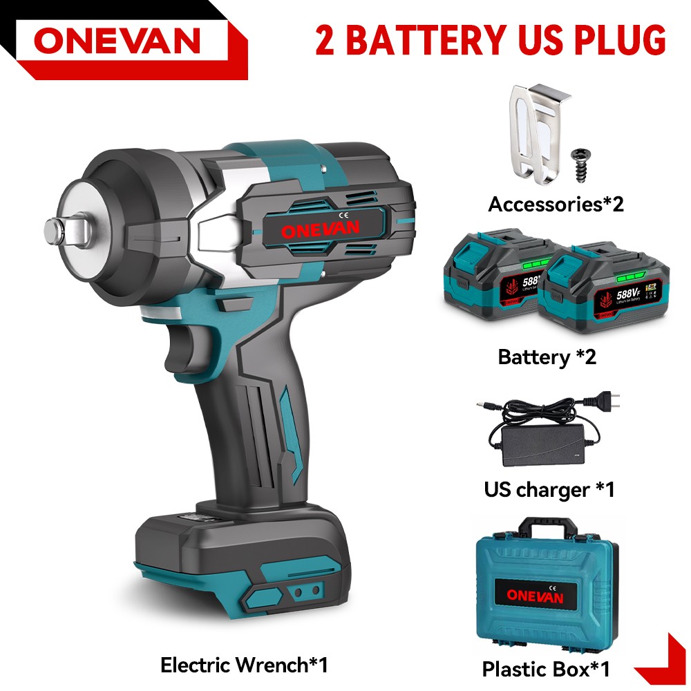 2800Nm Cordless Impact Wrench 1/2 » Brushless High Power Driver 2 Batteries US
