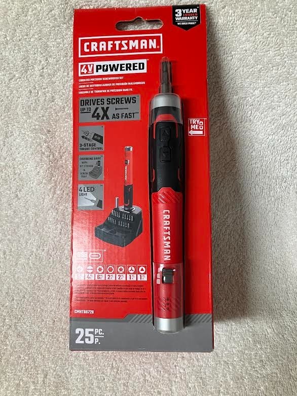 Craftsman 4V Cordless Screwdriver LED 25-Piece Set New!