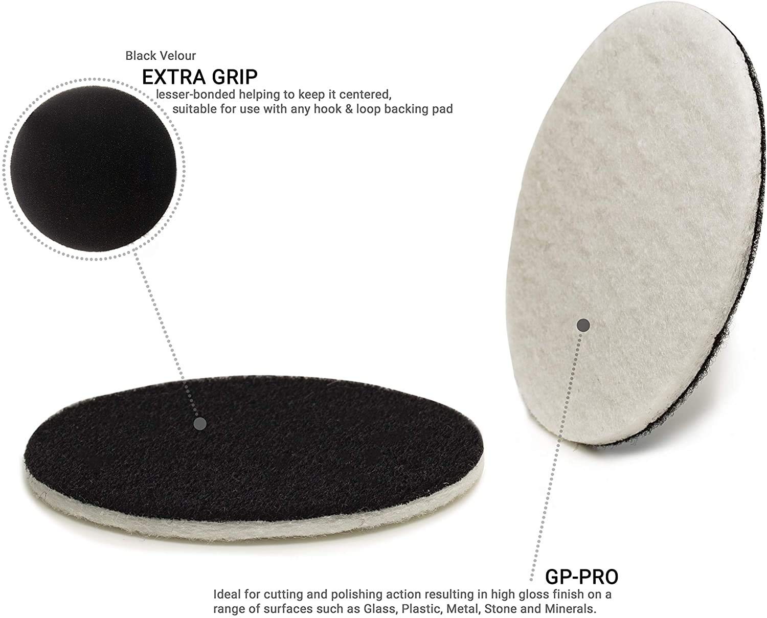 3 inch (75mm) Pack of 10 Felt Polishing Pads for Polishing Glass, Plastic, Me…