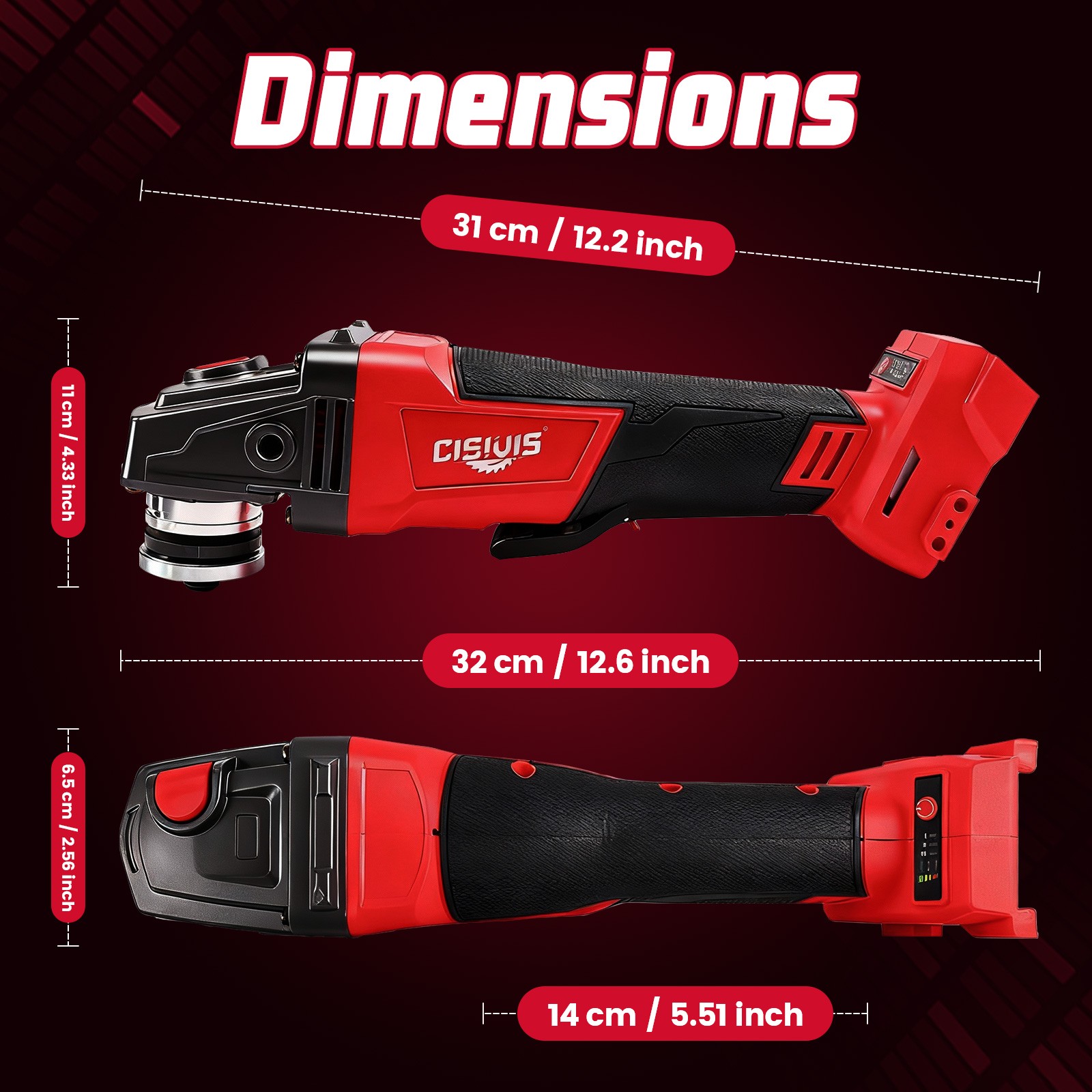 CISIVIS Cordless Brushless Angle Grinder for Milwaukee M18 Battery 4-1/2 Inch