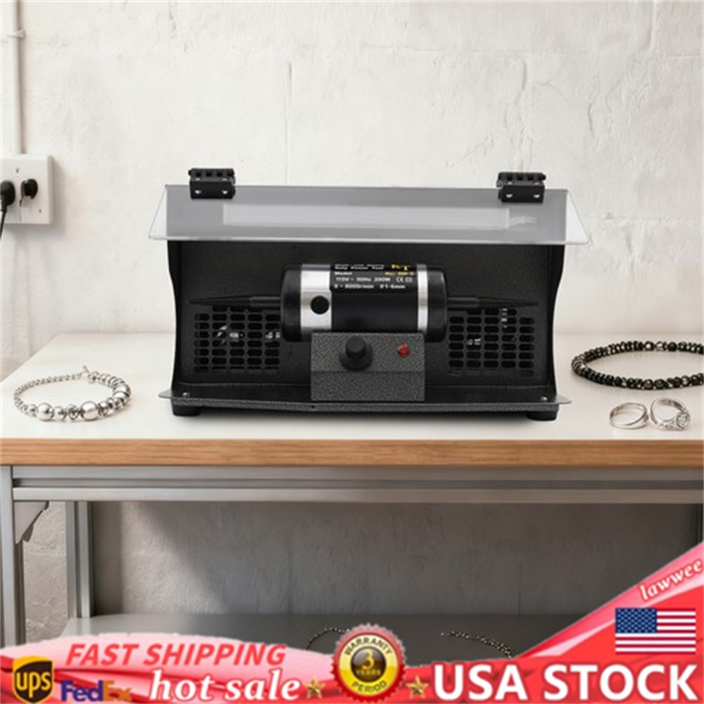 200W Bench Polisher with Dust Collector, Adjustable 0-8000 RPM