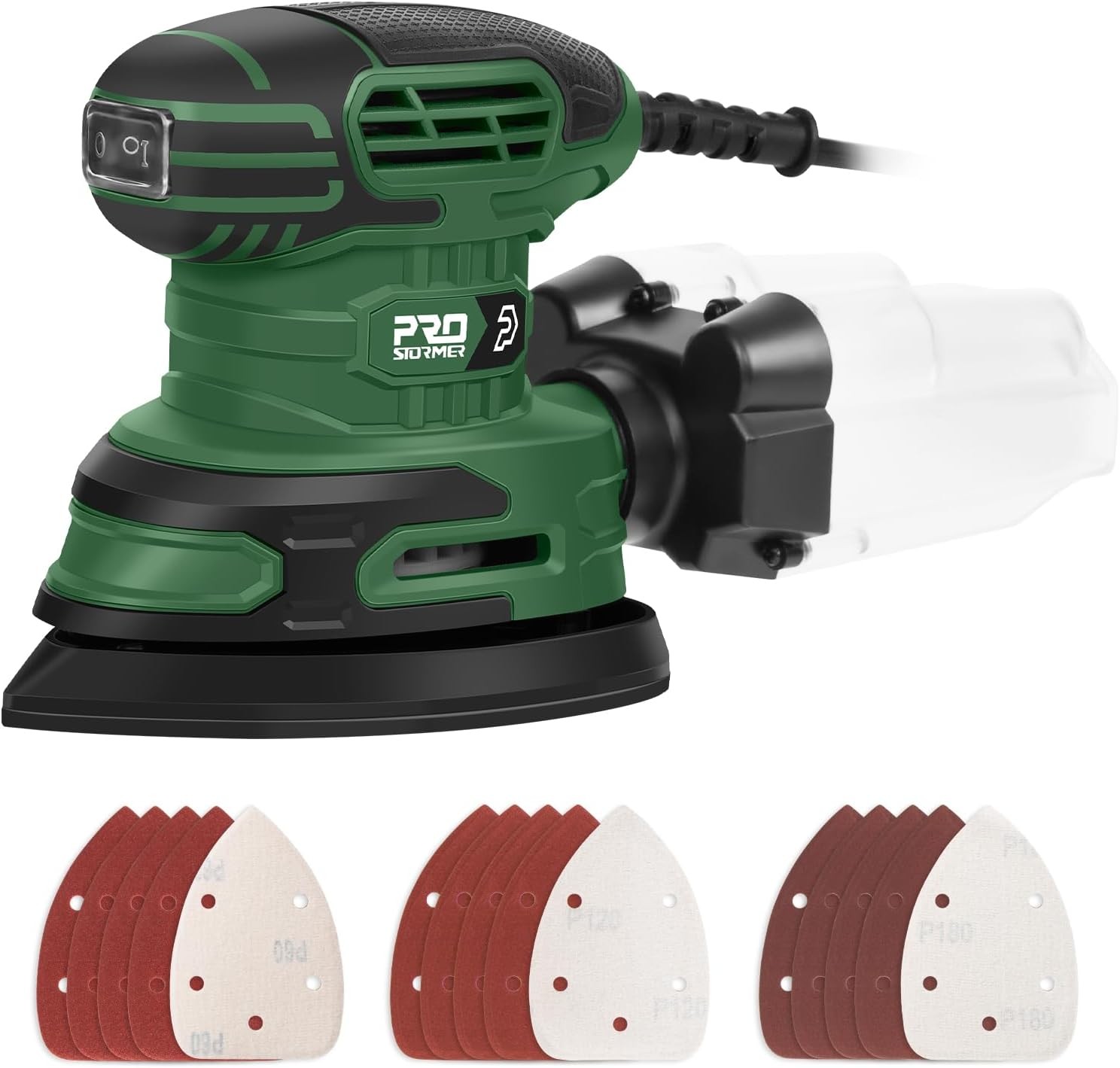 Prostormer 13,000RPM Detail Mouse Sander w/ 15 Sandpapers, Dust Box US