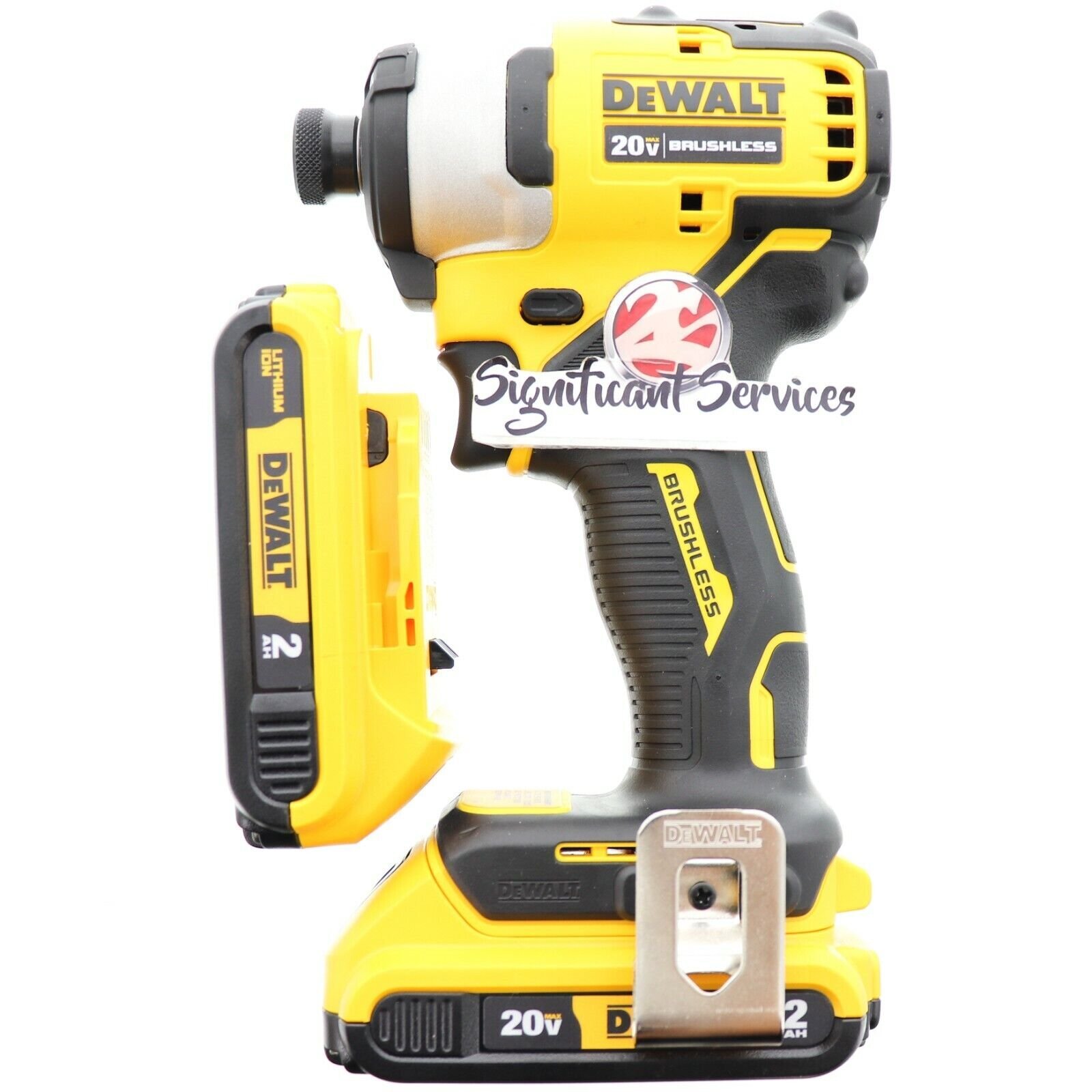 DEWALT DCF809B 20V MAX Brushless Li-Ion 1/4 in. Impact Driver 2.0 AH Batteries