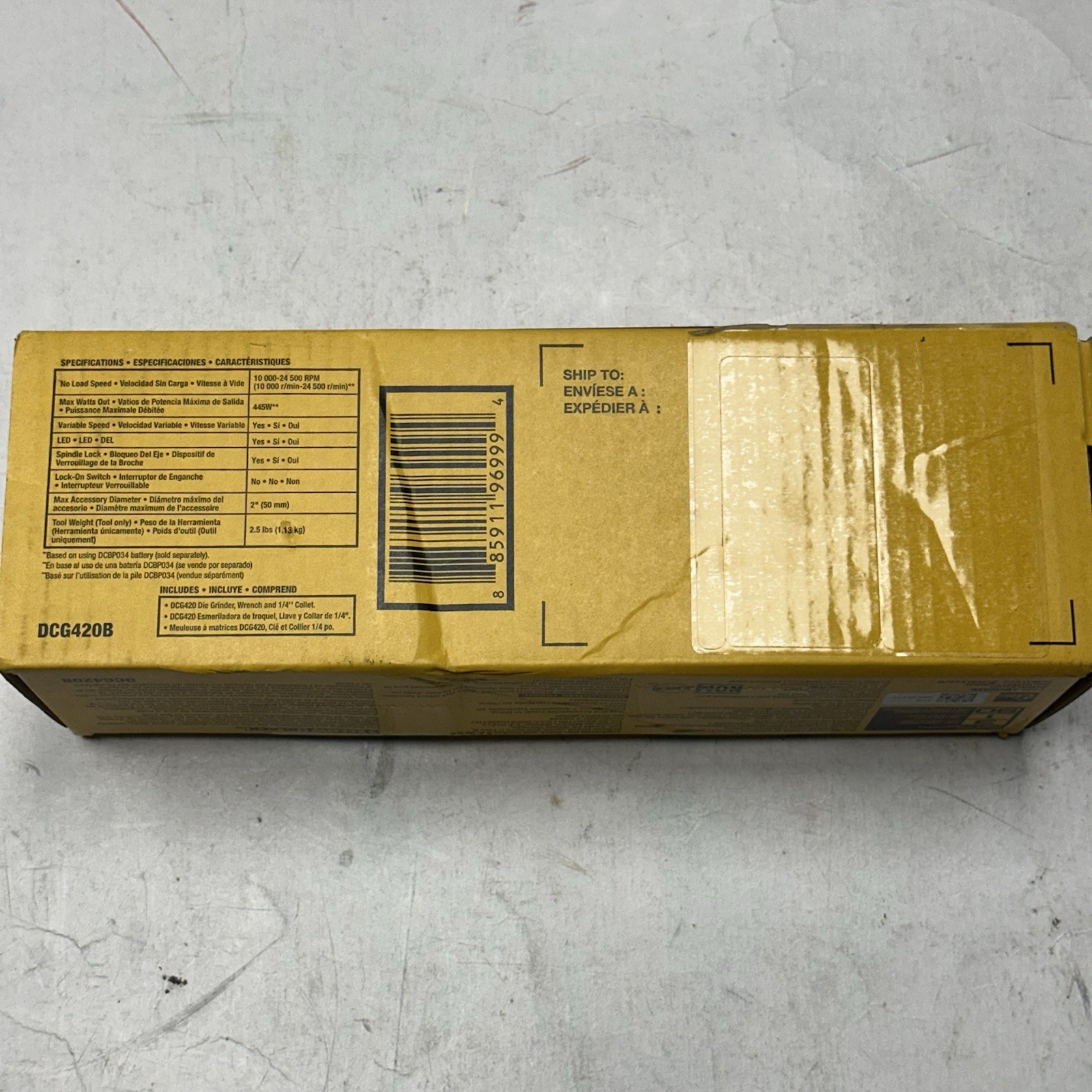 Dewalt DCG420B 20V 1/4&Prime; Die Grinder Tool Only – New