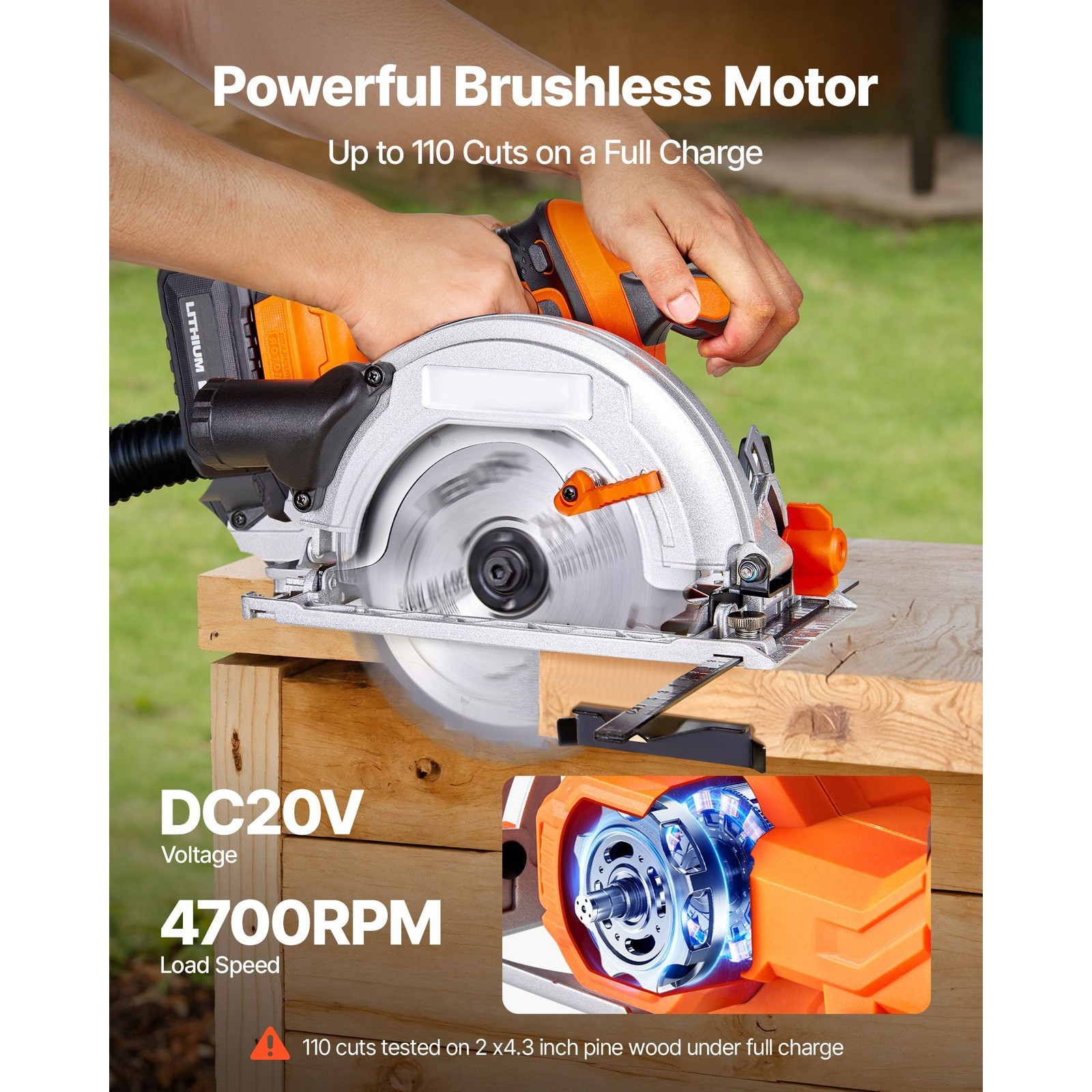 20V 6.5in Circular Saw Kit Brushless Motor 4700 RPM