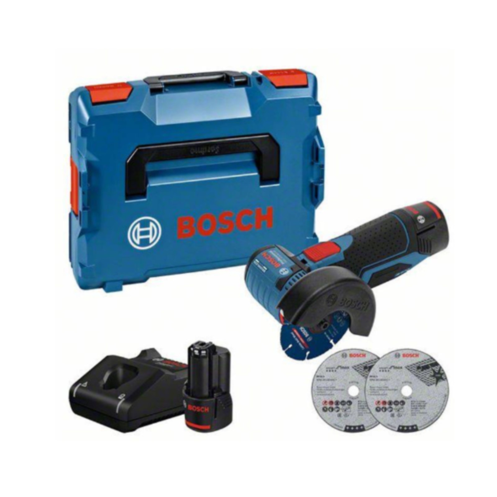 Bosch GWS 10.8-76V-EC Angle Grinder Kit w 2 Batteries Charger & Case