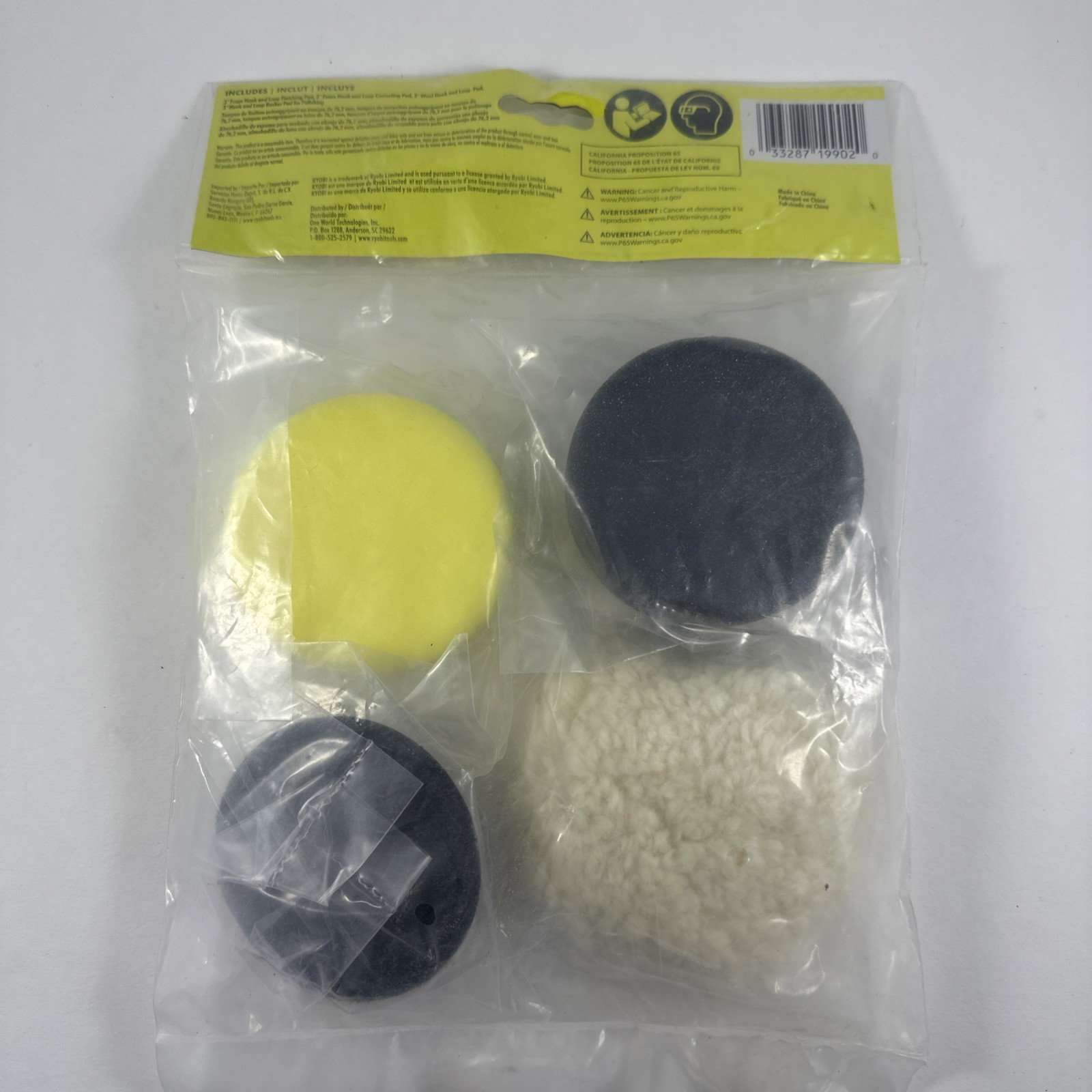 RYOBI A95DP401 4-Pc 3” Polishing Pad Set for PBF102/PBF100 – Brand New