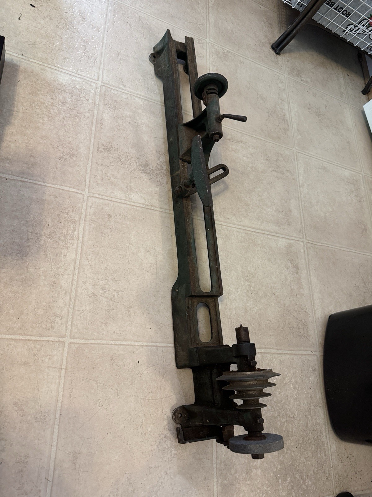 Vintage Montgomery Ward Wood Lathe Bench Belt Drive Model w/Grinder 93FD637A