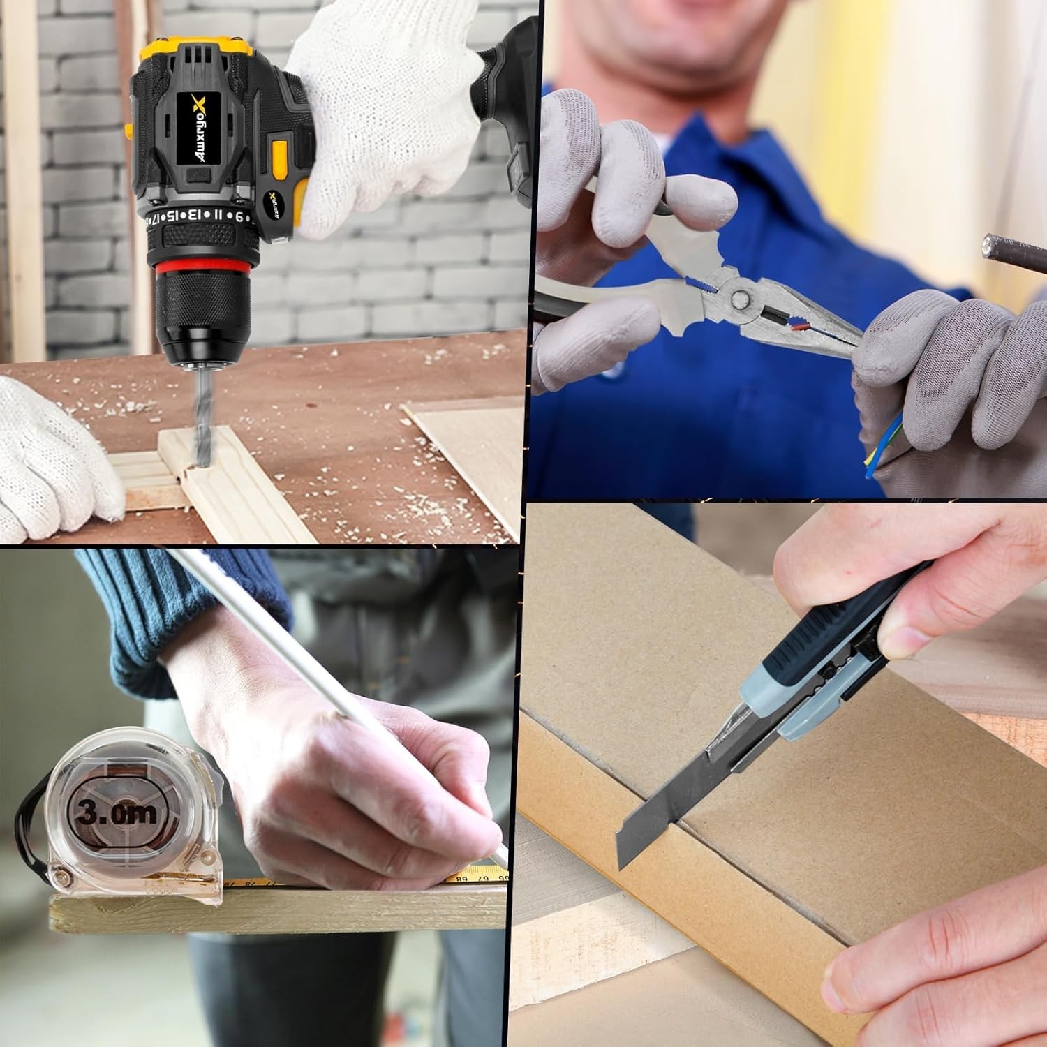 Brushless Compact Drill Tool Set, 60N.m 20V Cordless Drill Tool Box with 2 Ba…